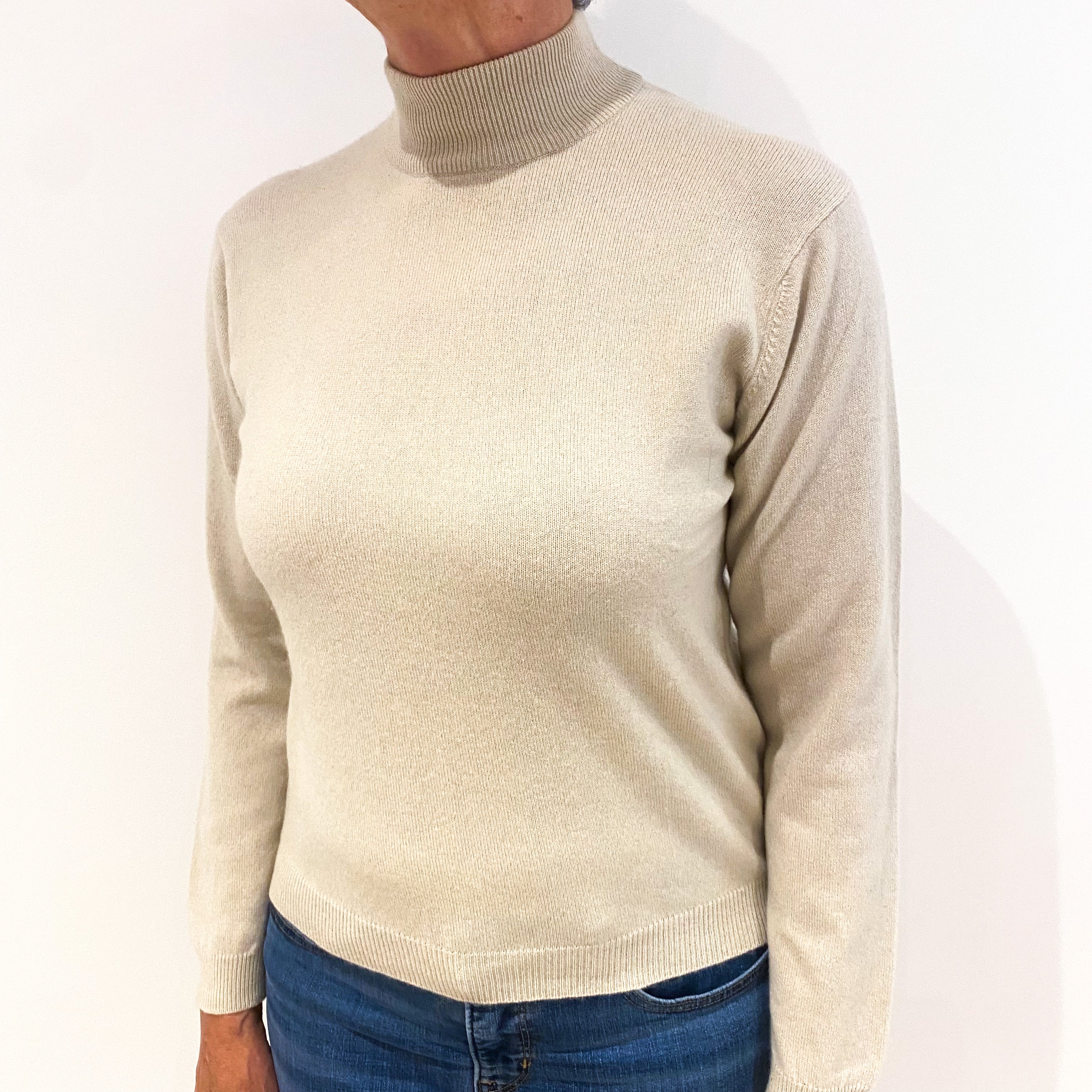 Soft Fawn Cashmere Turtle Neck Jumper Medium