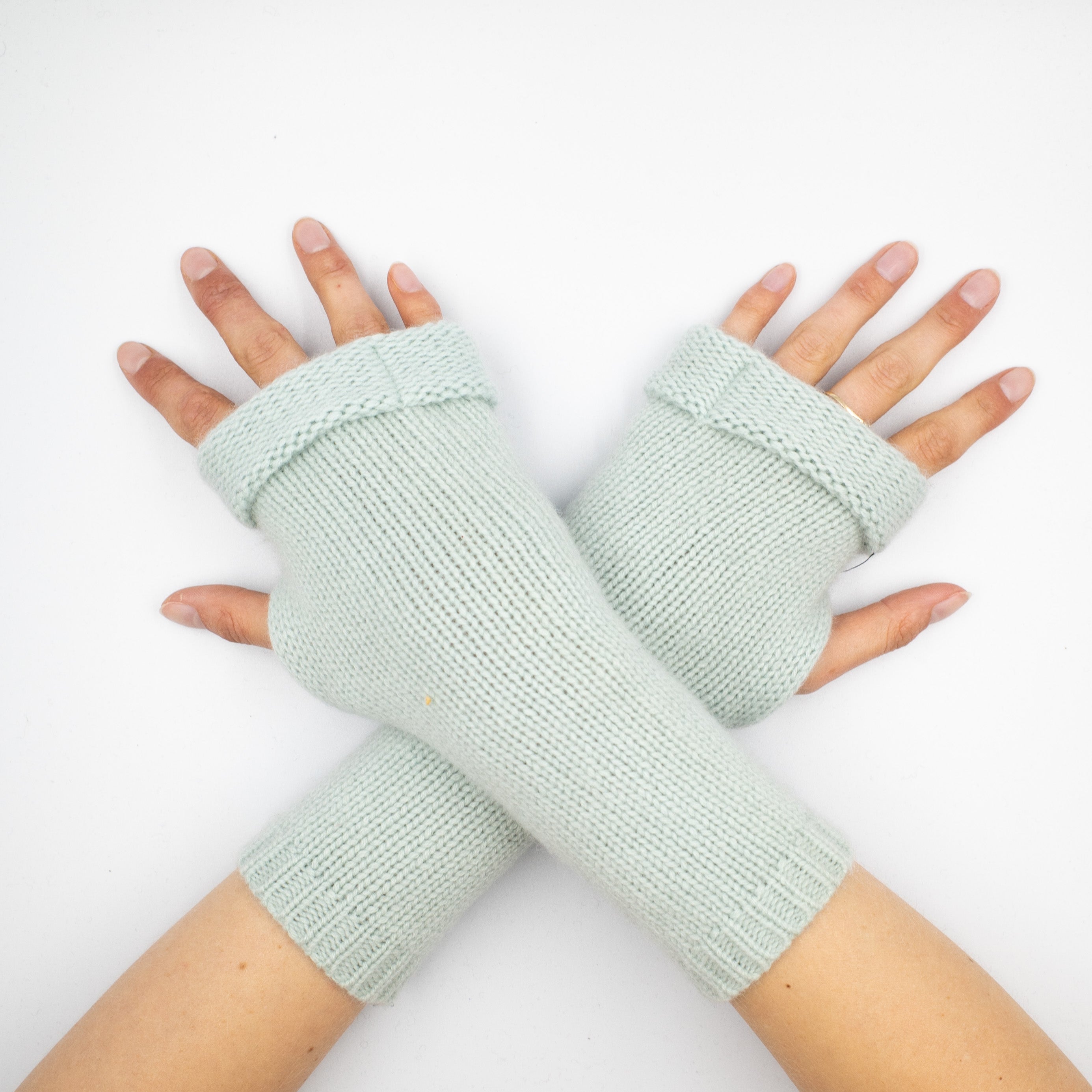 Opal Green Fingerless Gloves