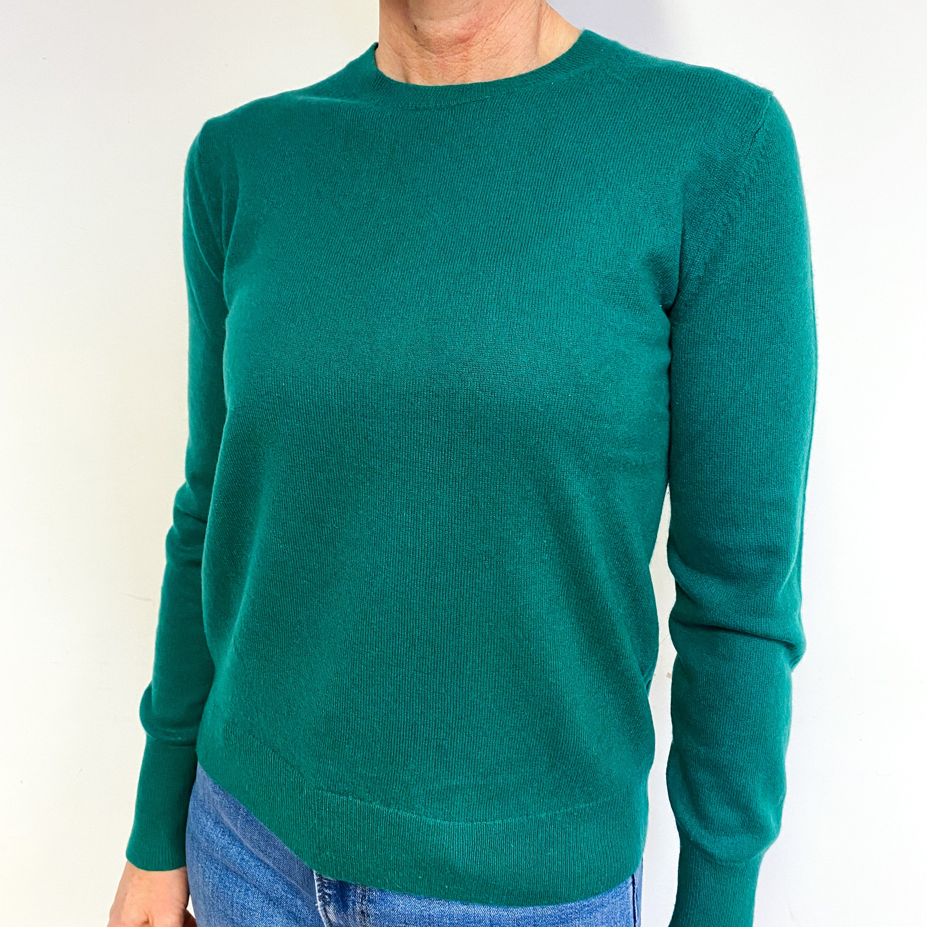 Shamrock Green Cashmere Crew Neck Jumper Medium