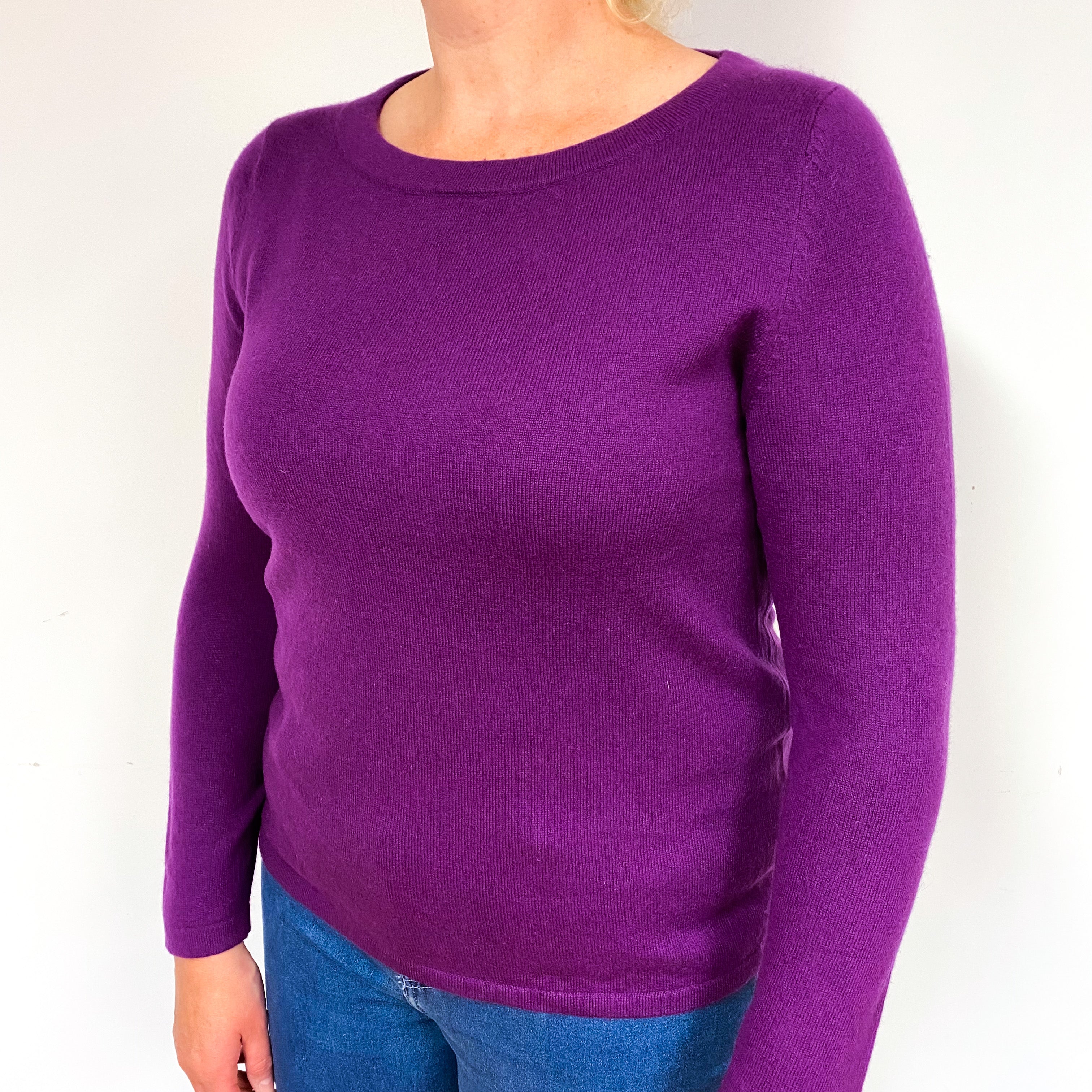 Violet Purple Cashmere Crew Neck Jumper Large