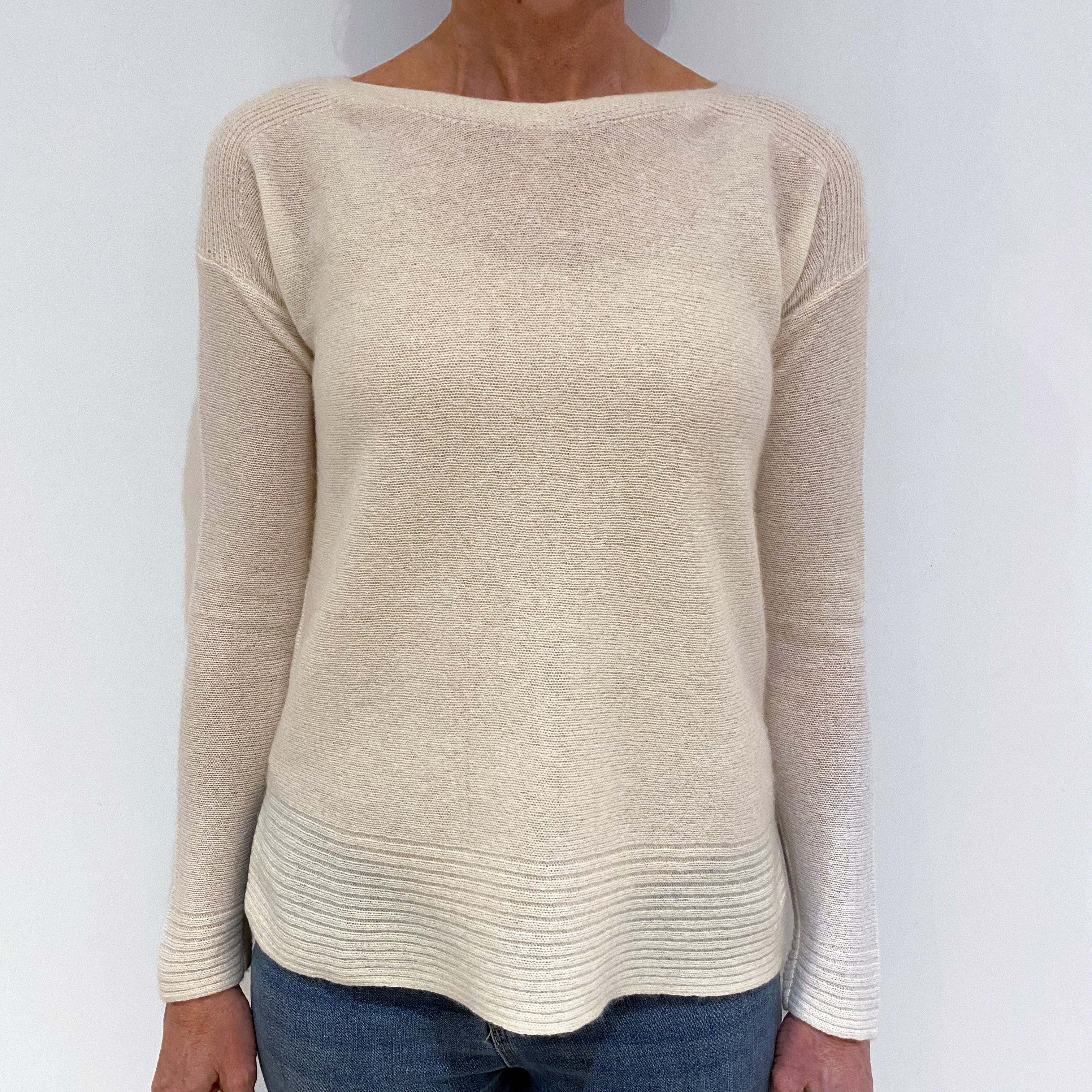 Cream Cashmere Boat Neck Jumper Small