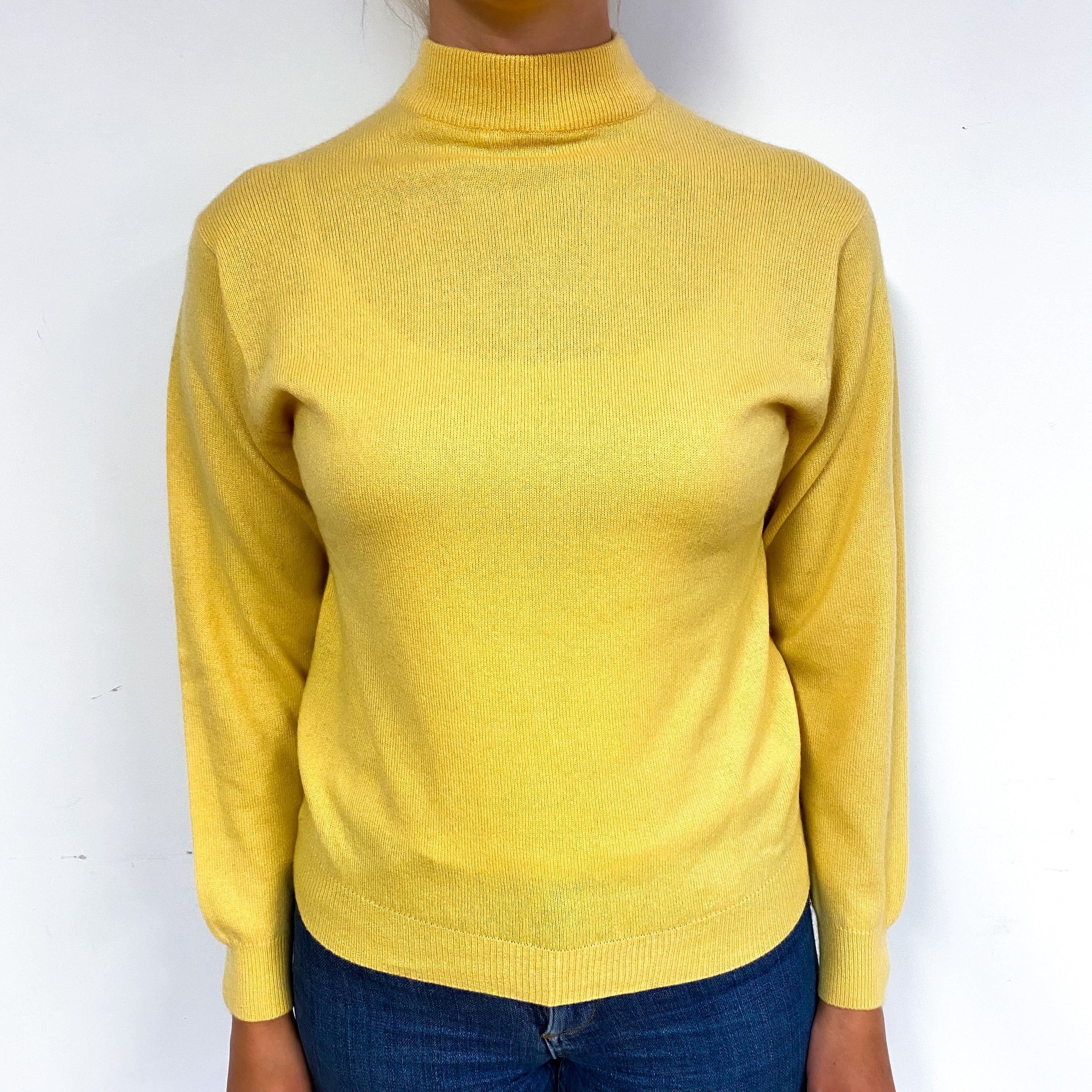 Custard Yellow Cashmere Turtle Neck Jumper Small