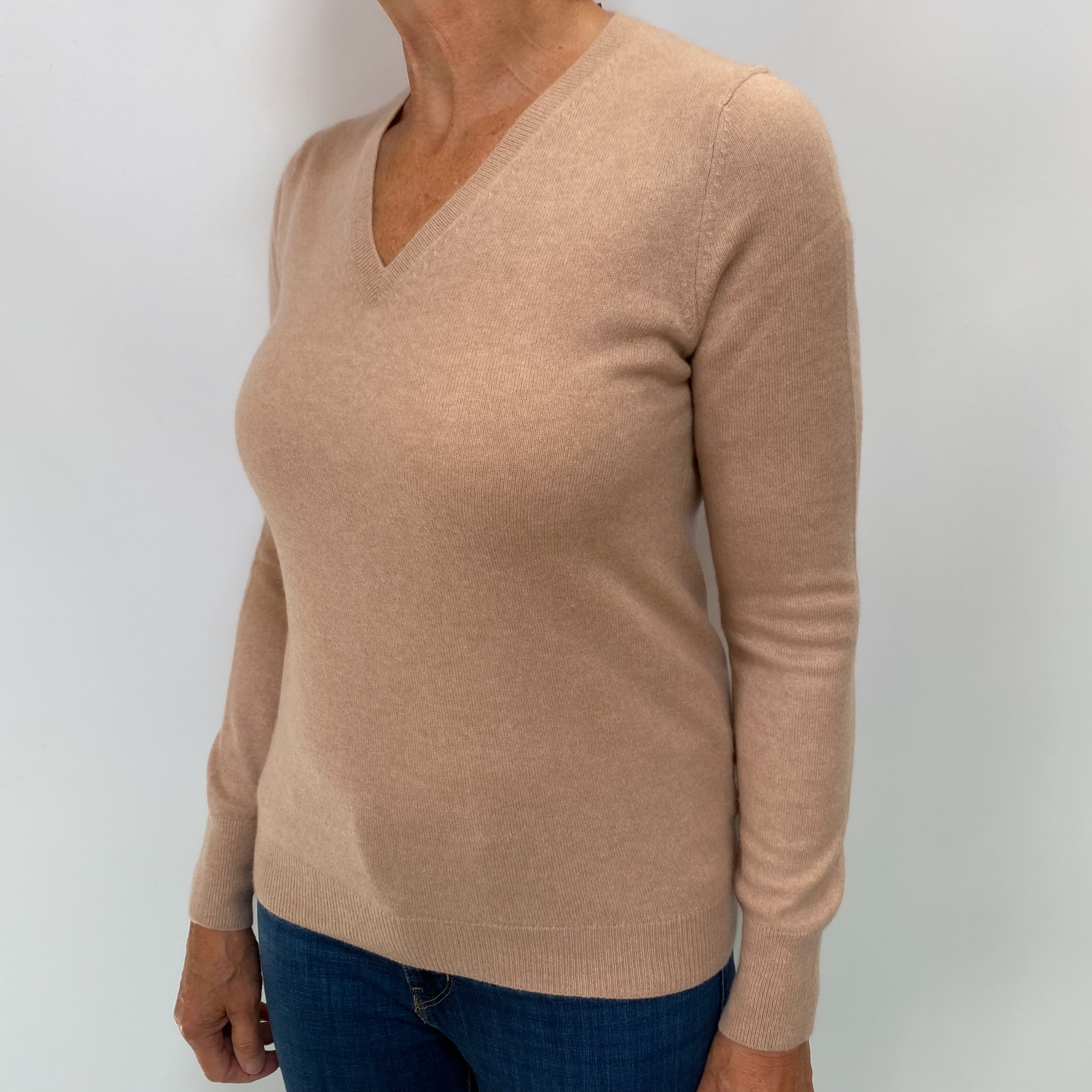 Faded Heather Cashmere V Neck Jumper Medium