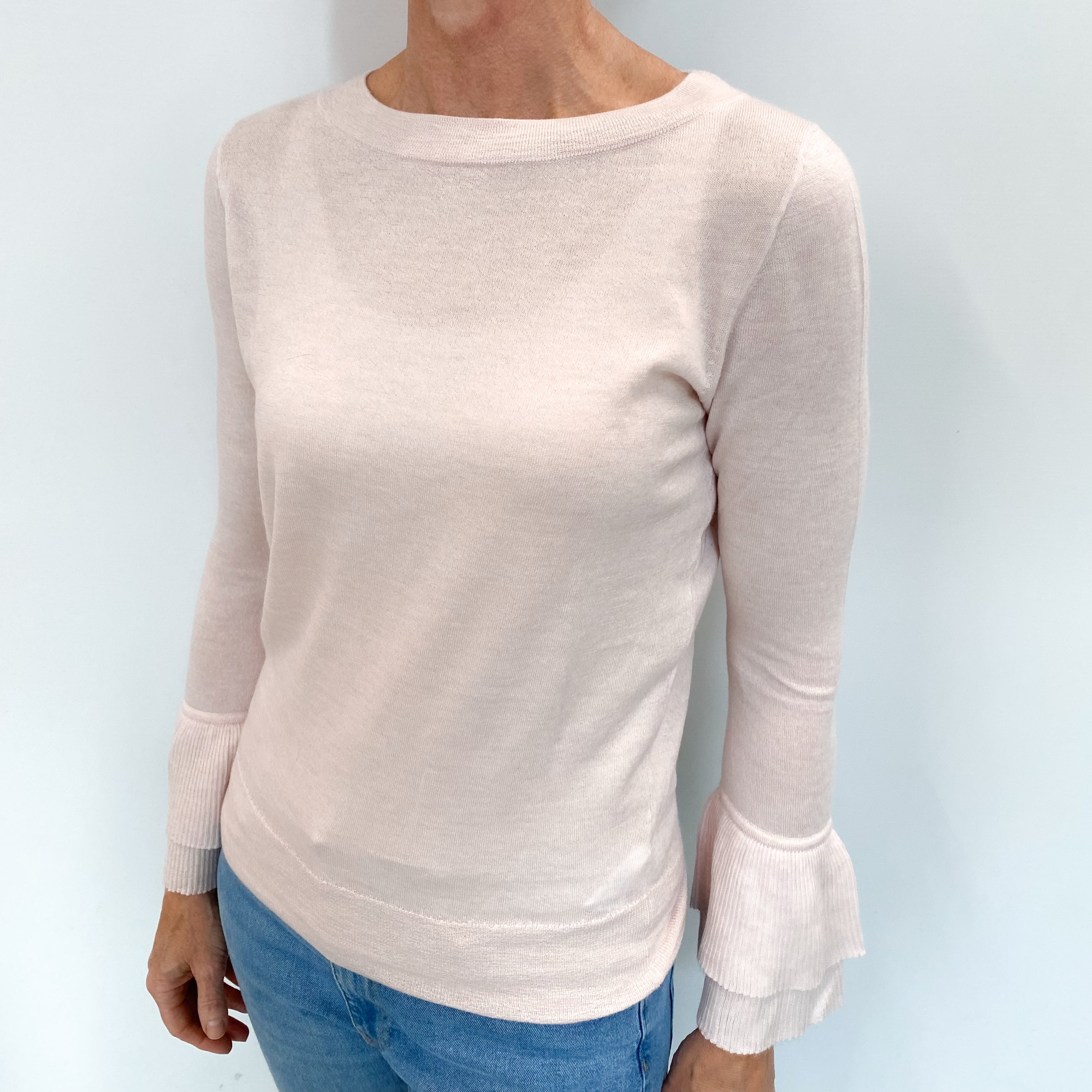 Ice Pink Cashmere Crew Neck Jumper Small