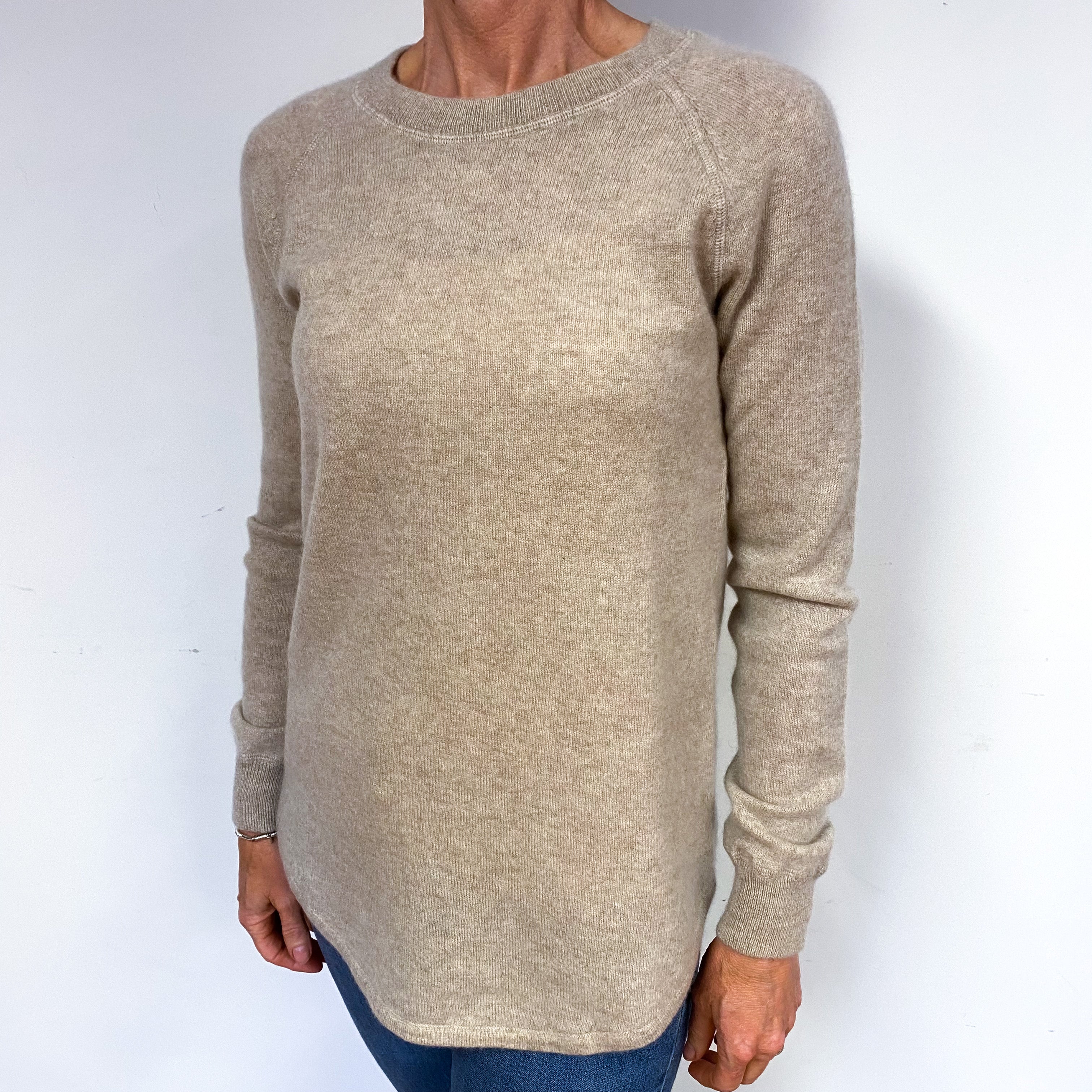 Biscuit Brown Cashmere Crew Neck Jumper Medium