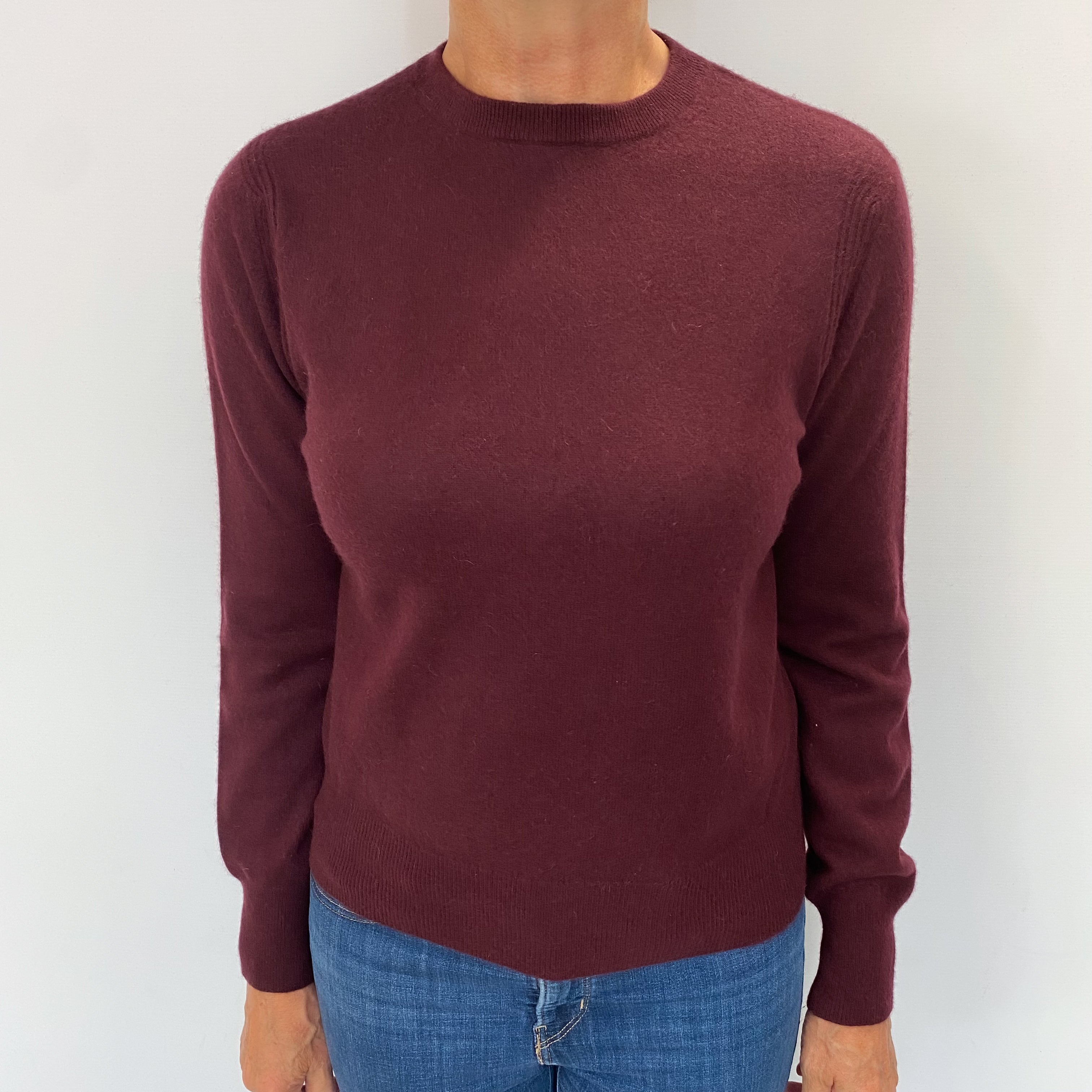 Wine Red Cashmere Crew Neck Jumper Medium