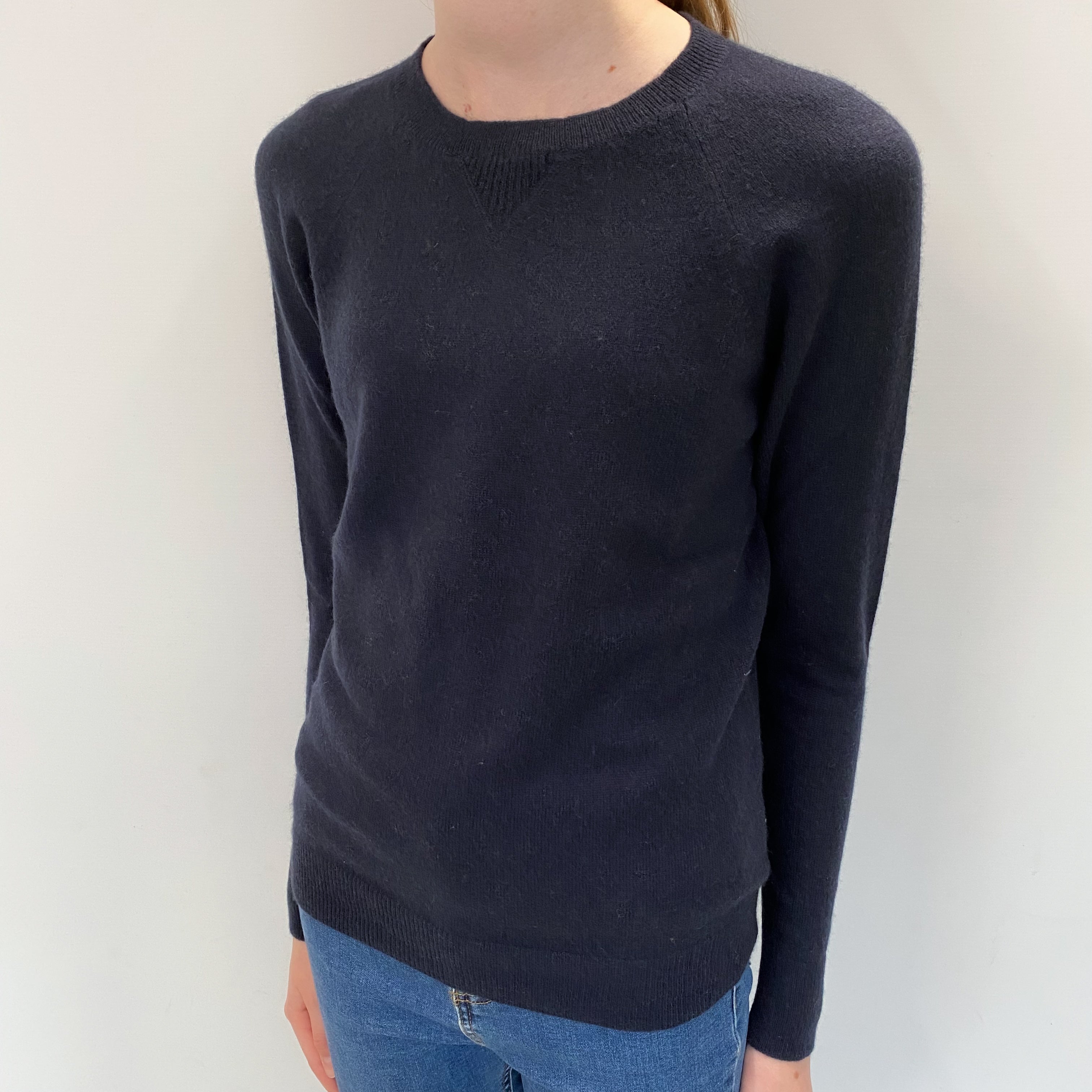 Dark Navy Cashmere Crew Neck Jumper Extra Small