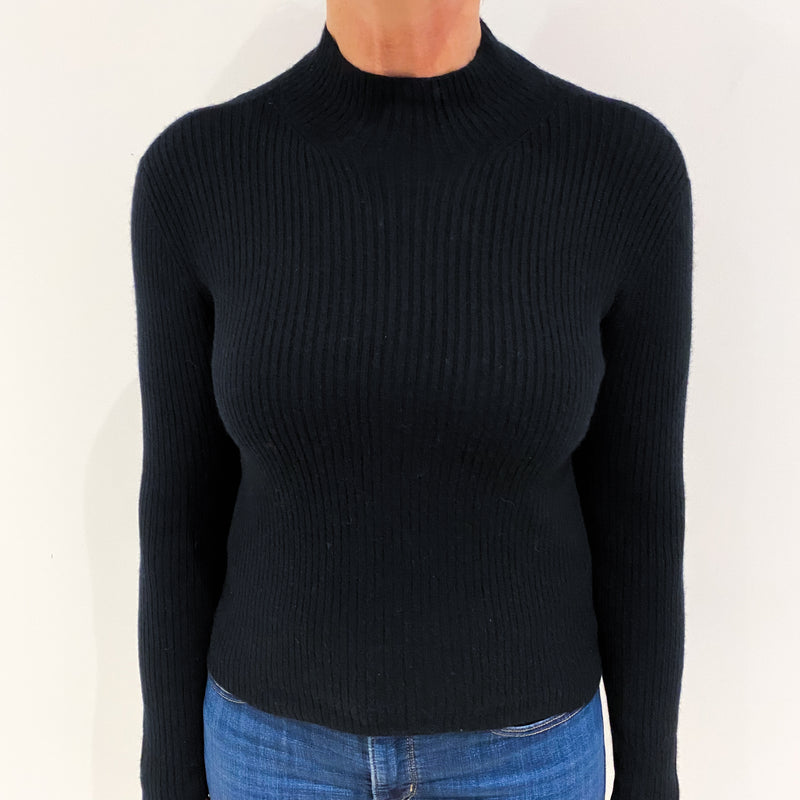 Black skinny rib polo neck sale