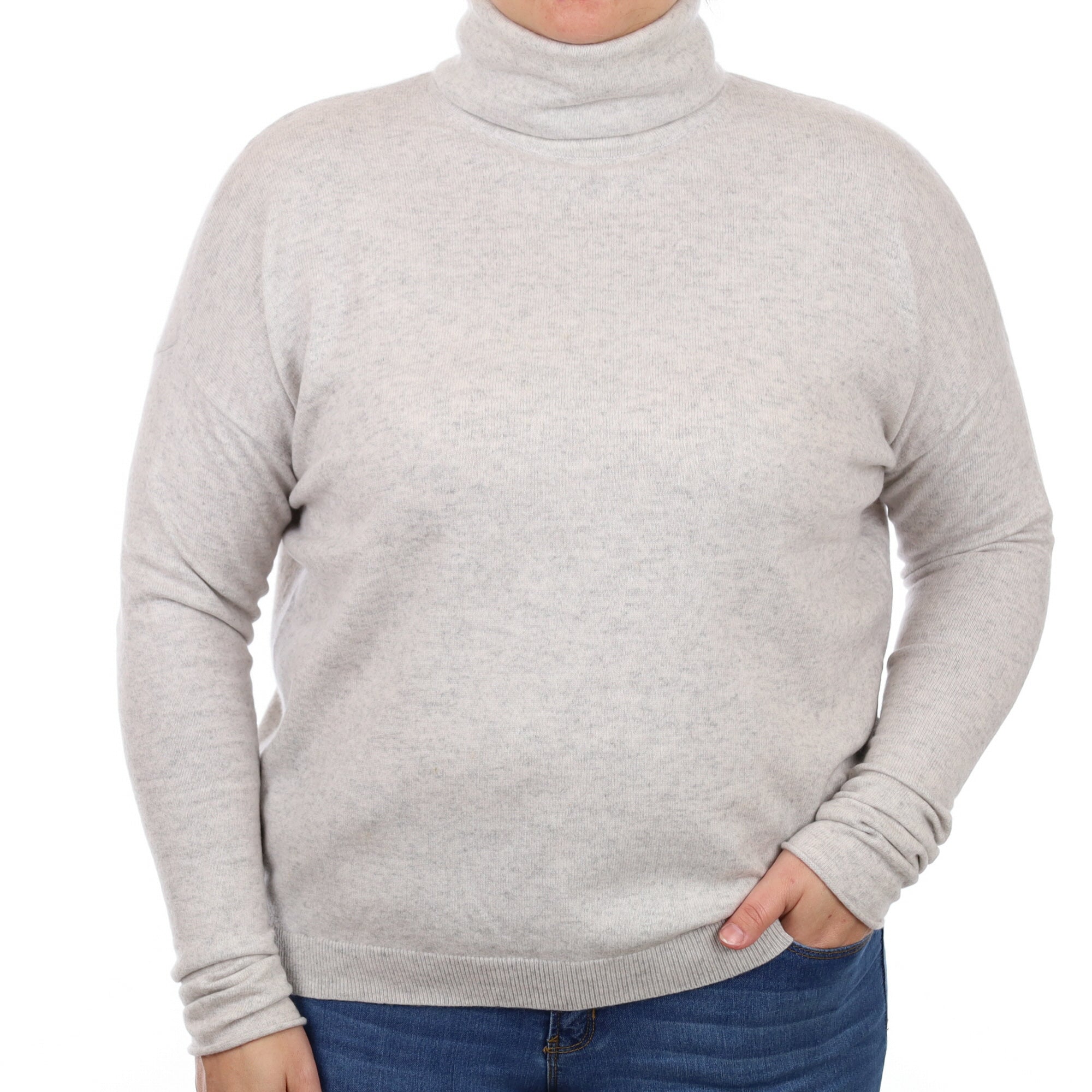 COS Smoke Grey Cashmere Funnel Neck Jumper Large