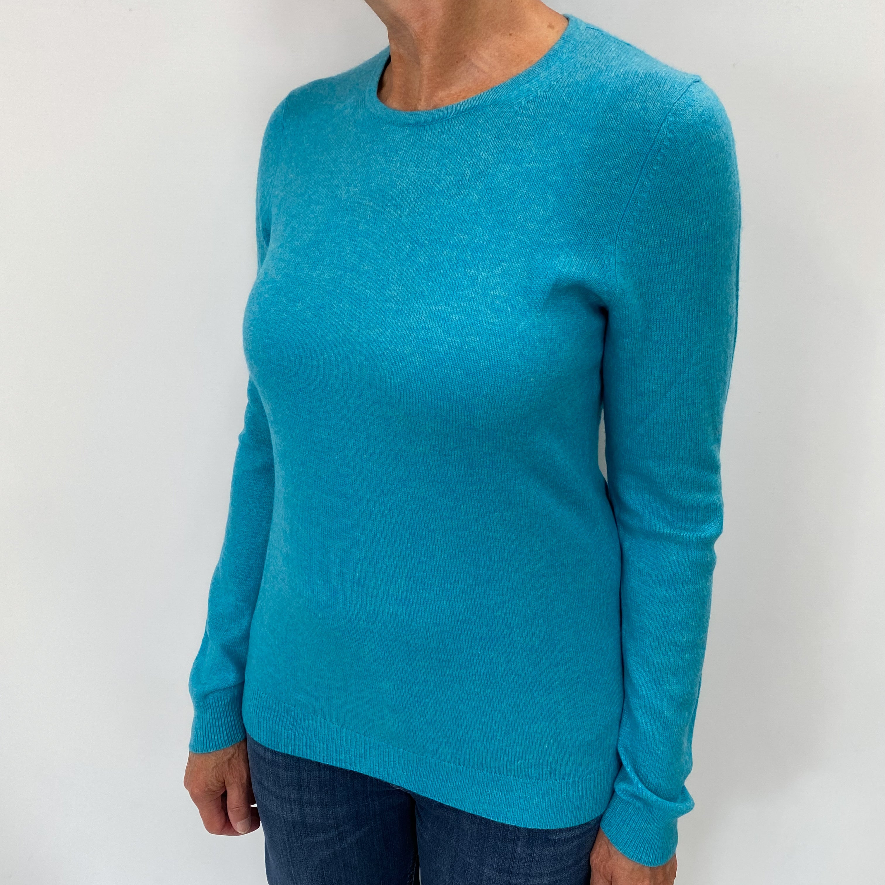 Turquoise Blue Cashmere Crew Neck Jumper Medium