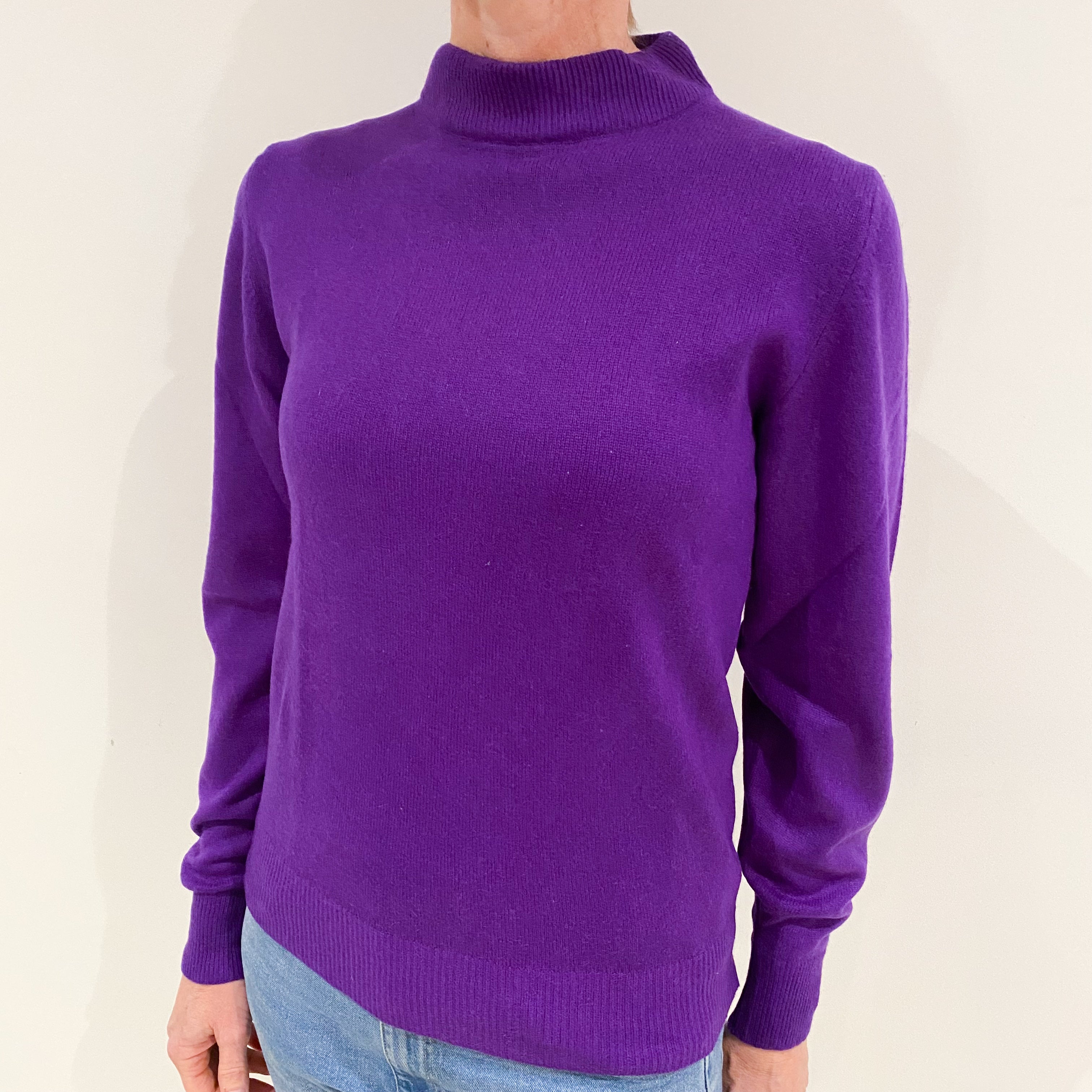 Violet Purple Cashmere Turtle Neck Jumper Small