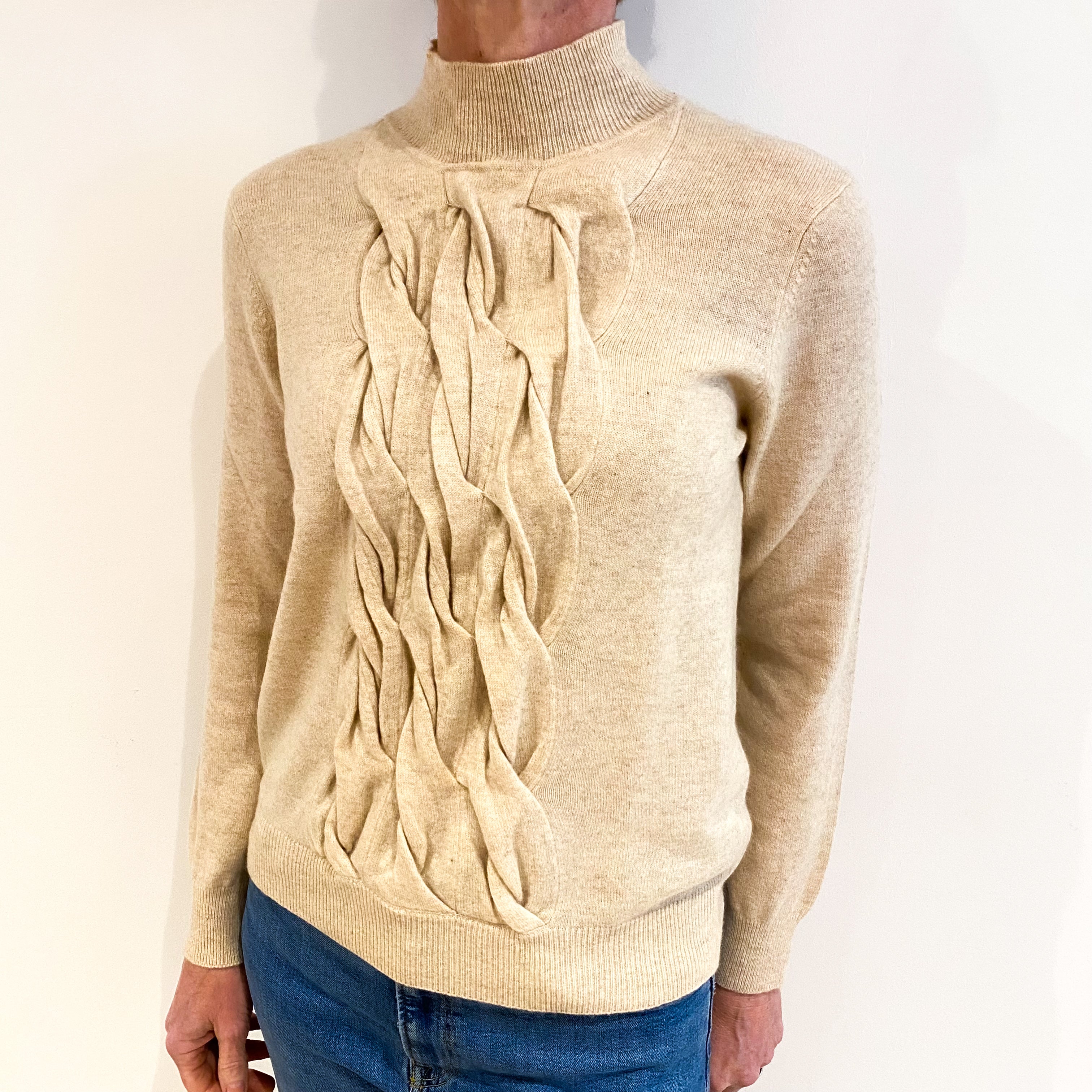 Soft Beige Cashmere Turtle Neck Jumper Small