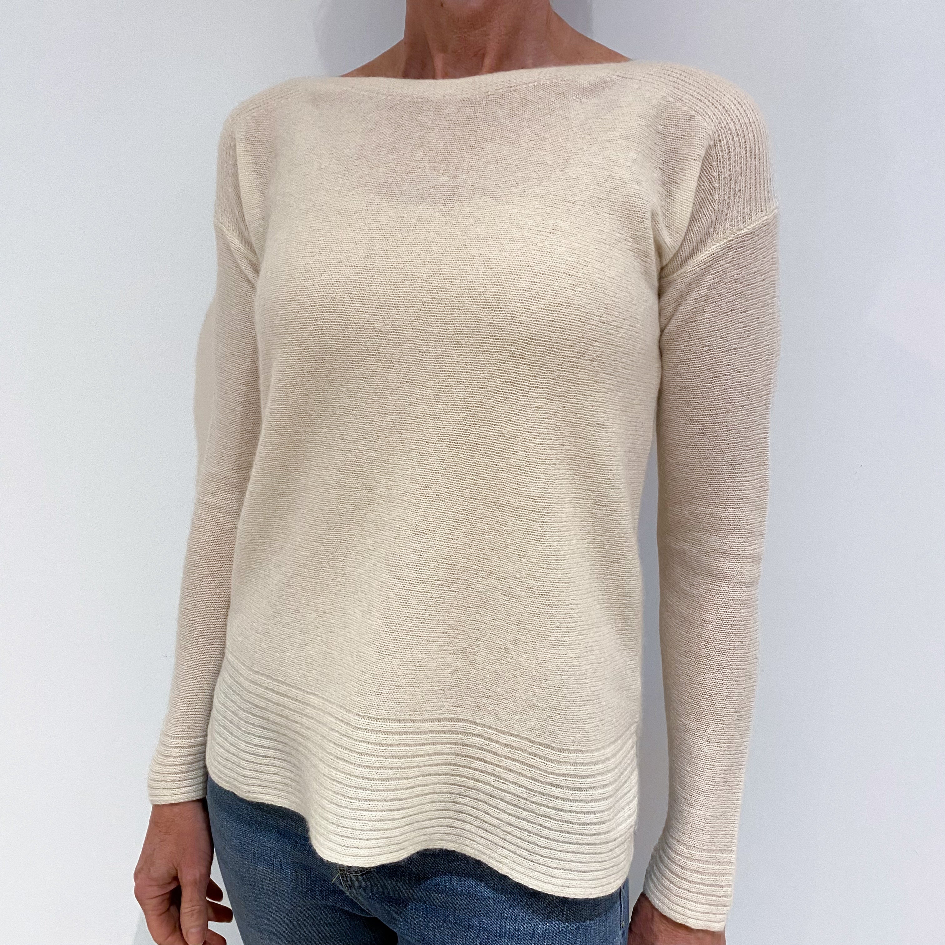 Cream Cashmere Boat Neck Jumper Small