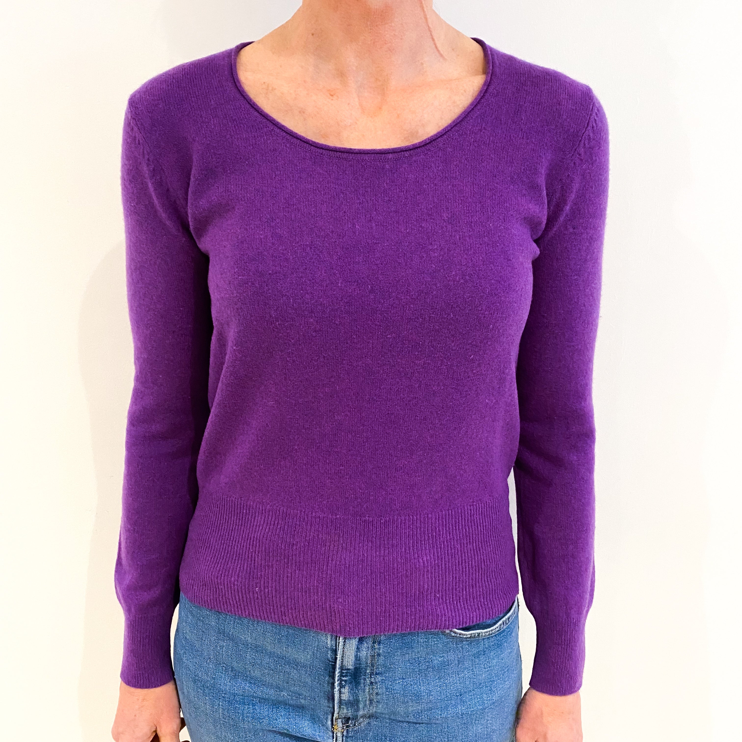 Violet Purple Cashmere Scoop Neck Jumper Small