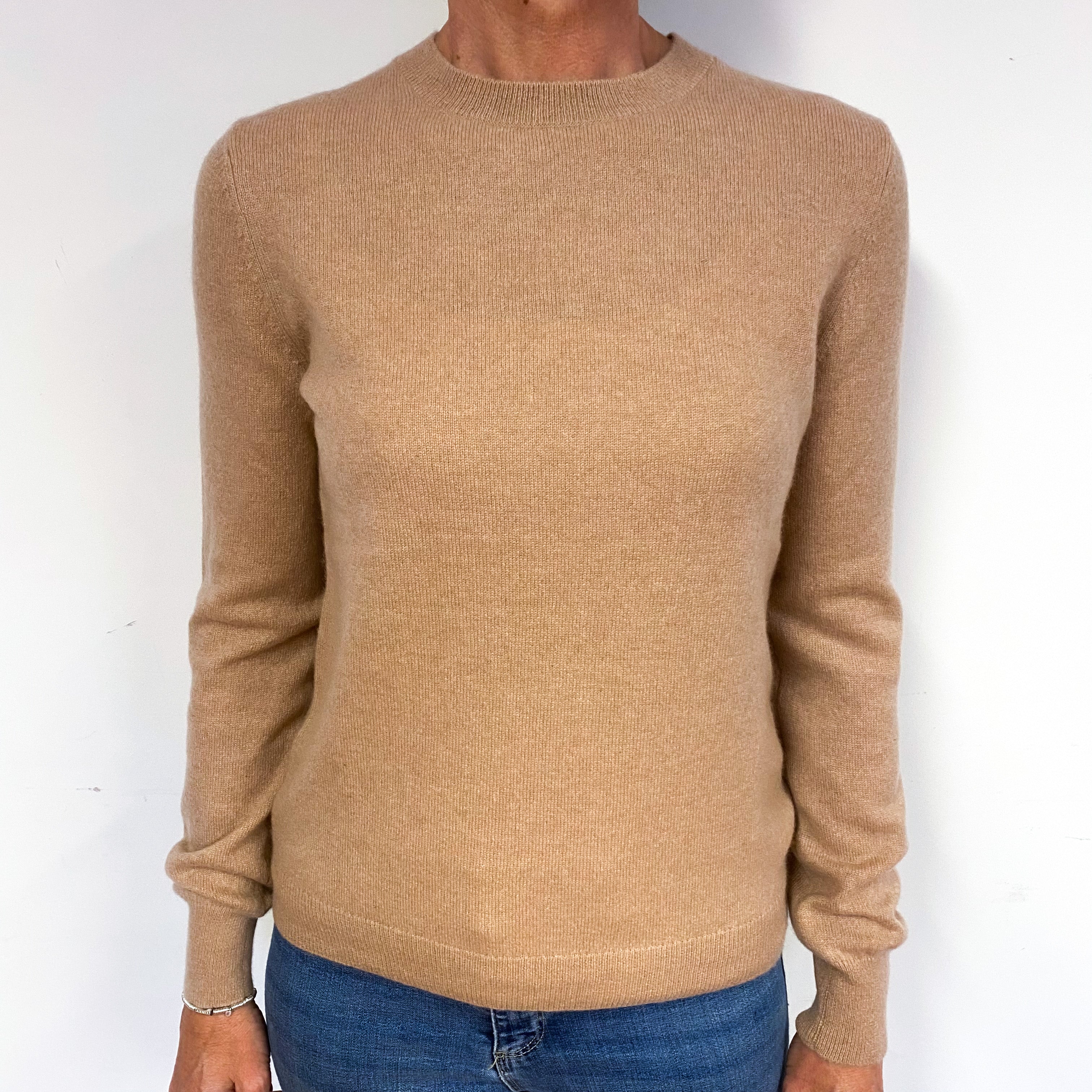 Pale Caramel Brown Cashmere Crew Neck Jumper Medium