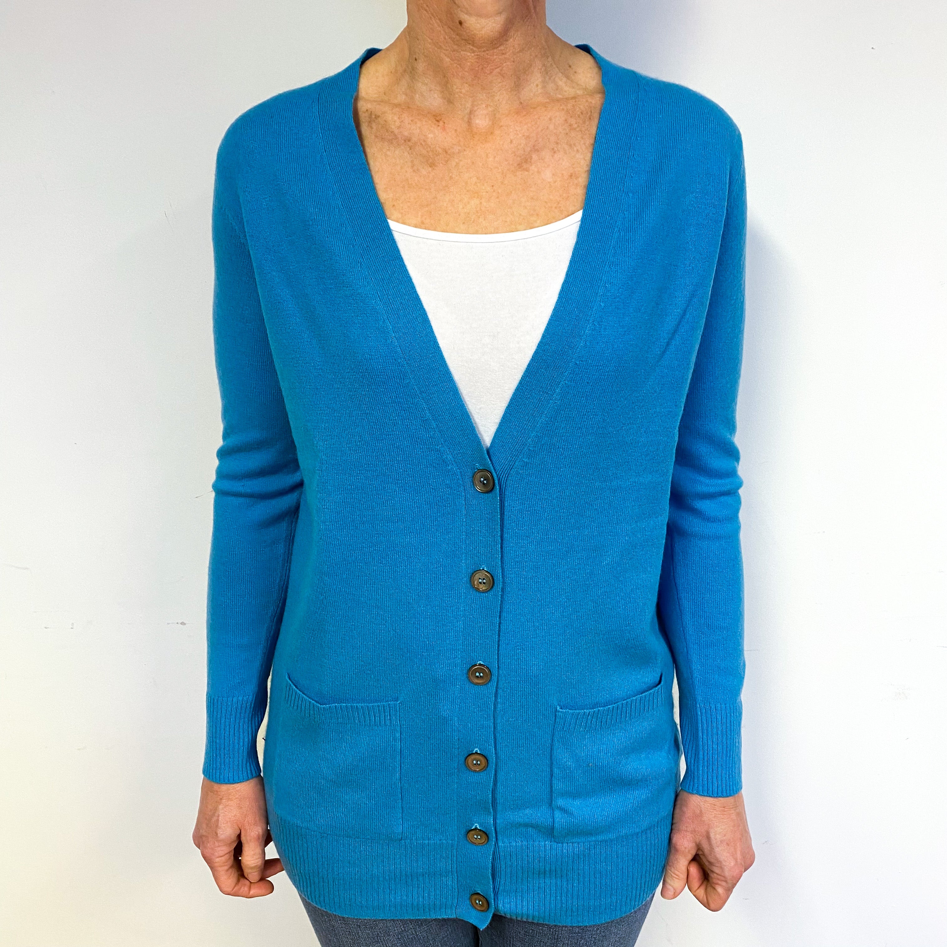 Petrol Blue Cashmere Cardigan Medium