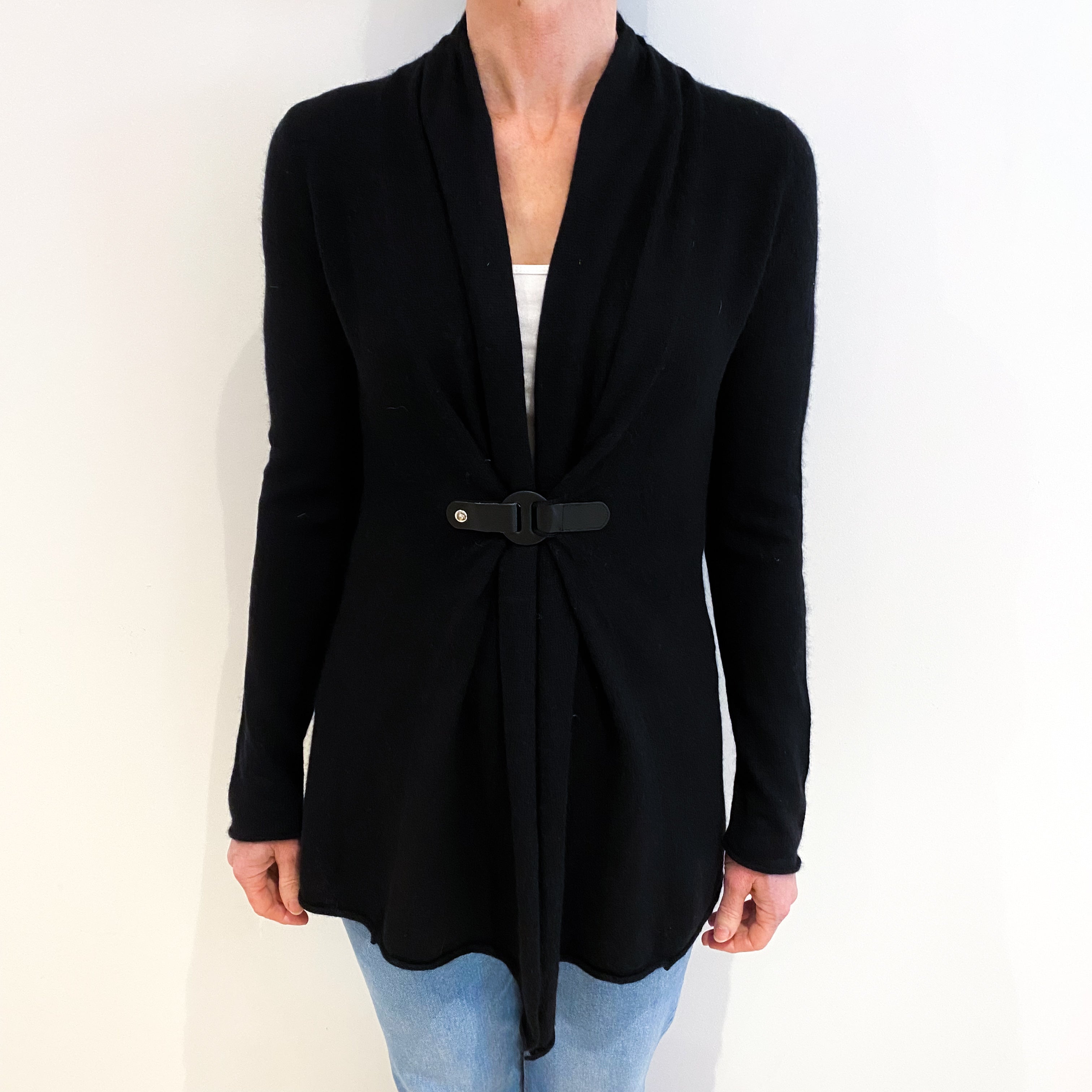 Black Cashmere V Neck Cardigan Small