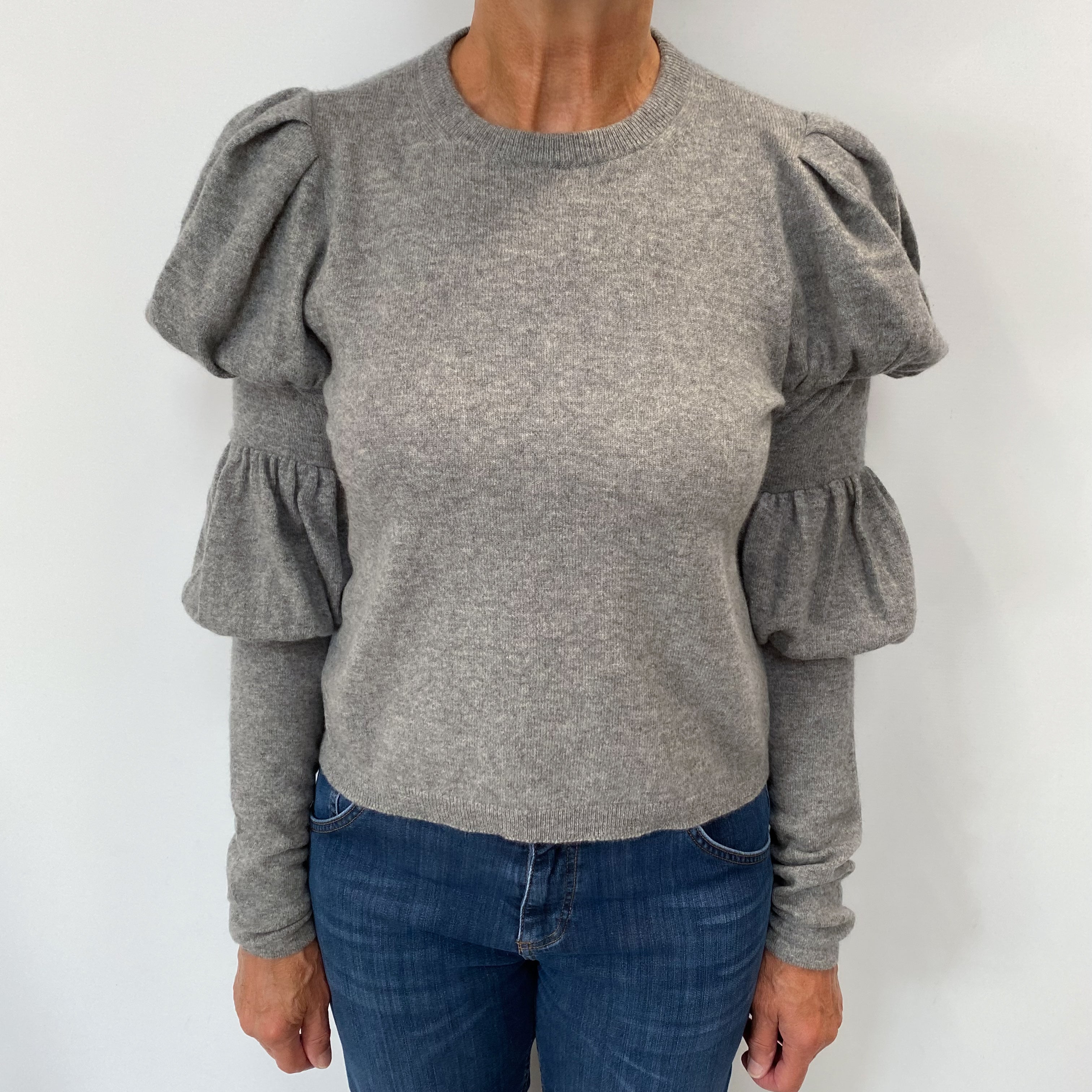 Ash Grey Cashmere Crew Neck Jumper Medium