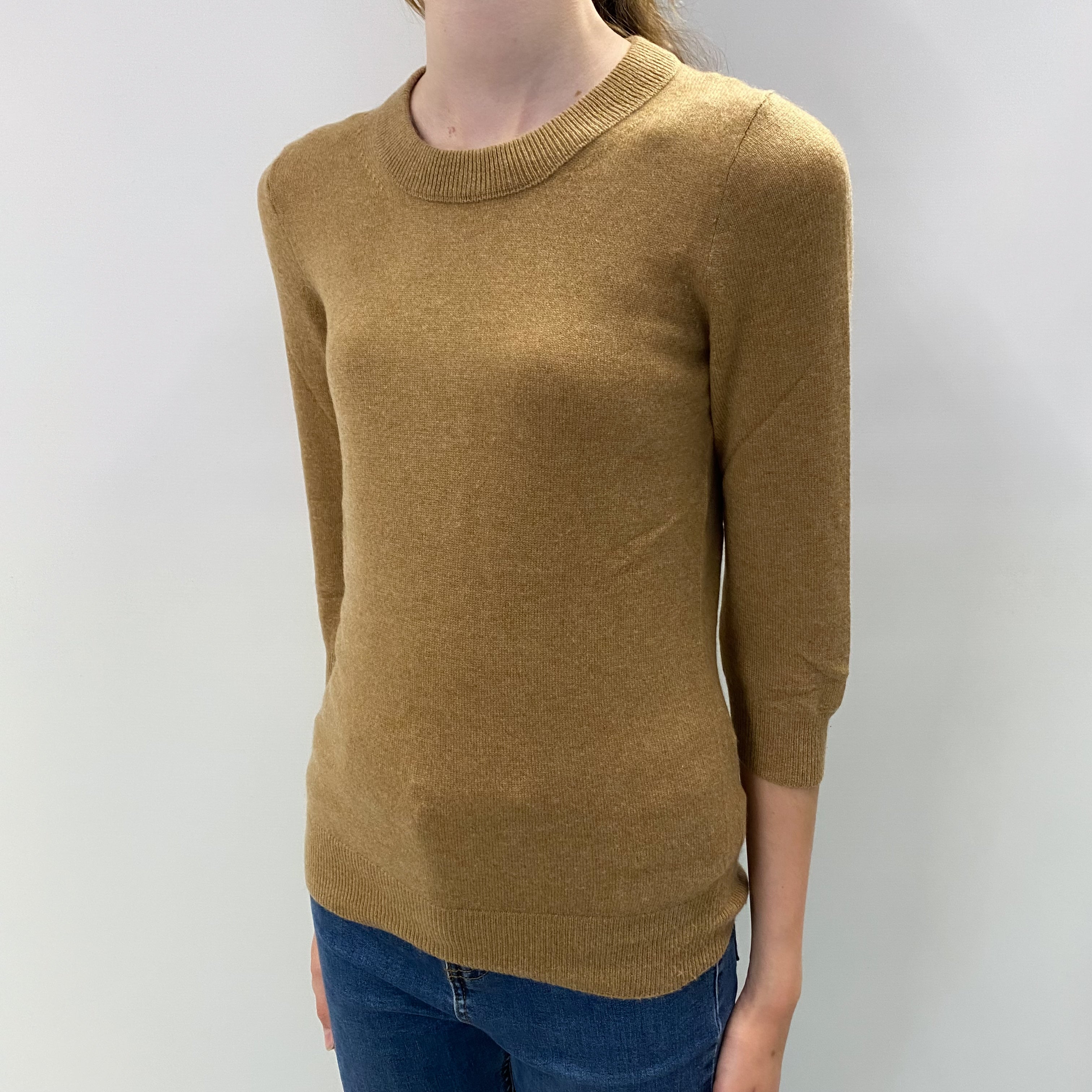 Butterscotch Brown Cashmere Crew Neck Jumper Extra Small