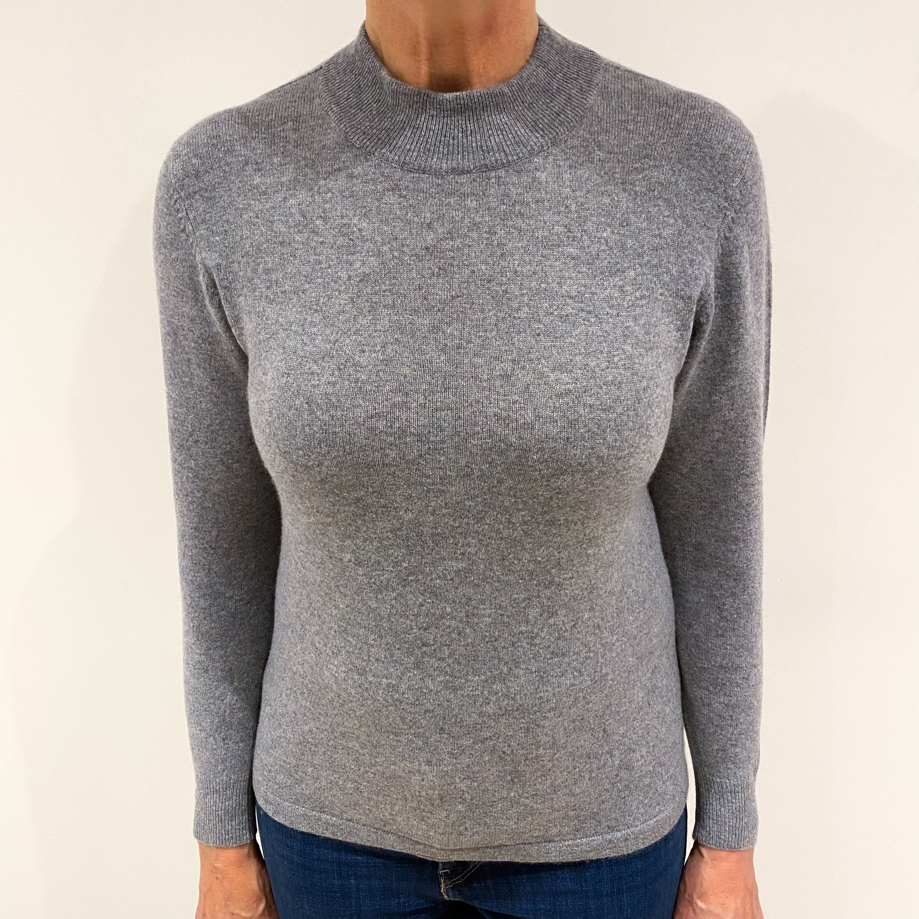 Ash Grey Cashmere Turtle Neck Jumper Medium