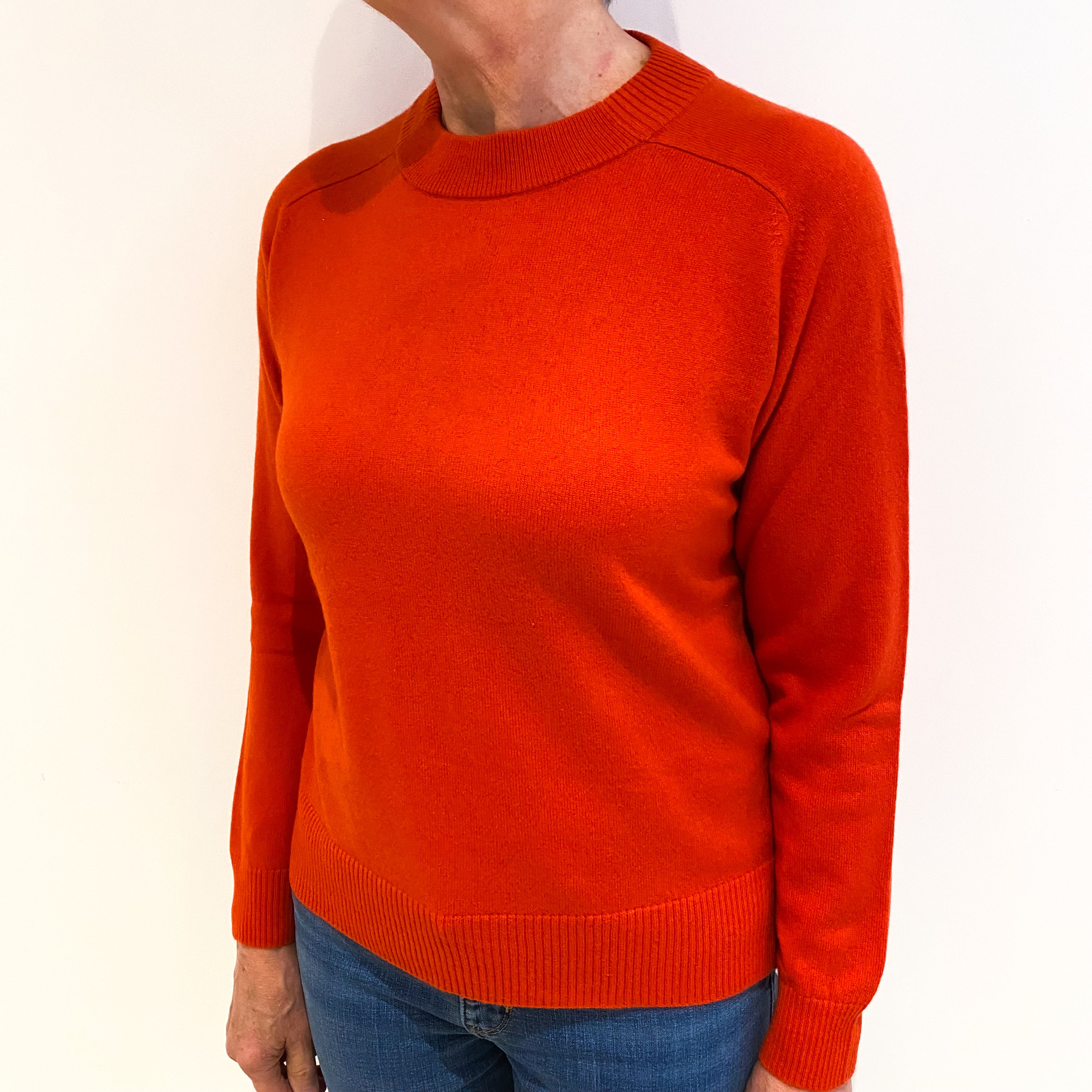 Whistles Vermillion Orange Cashmere Crew Neck Jumper Medium