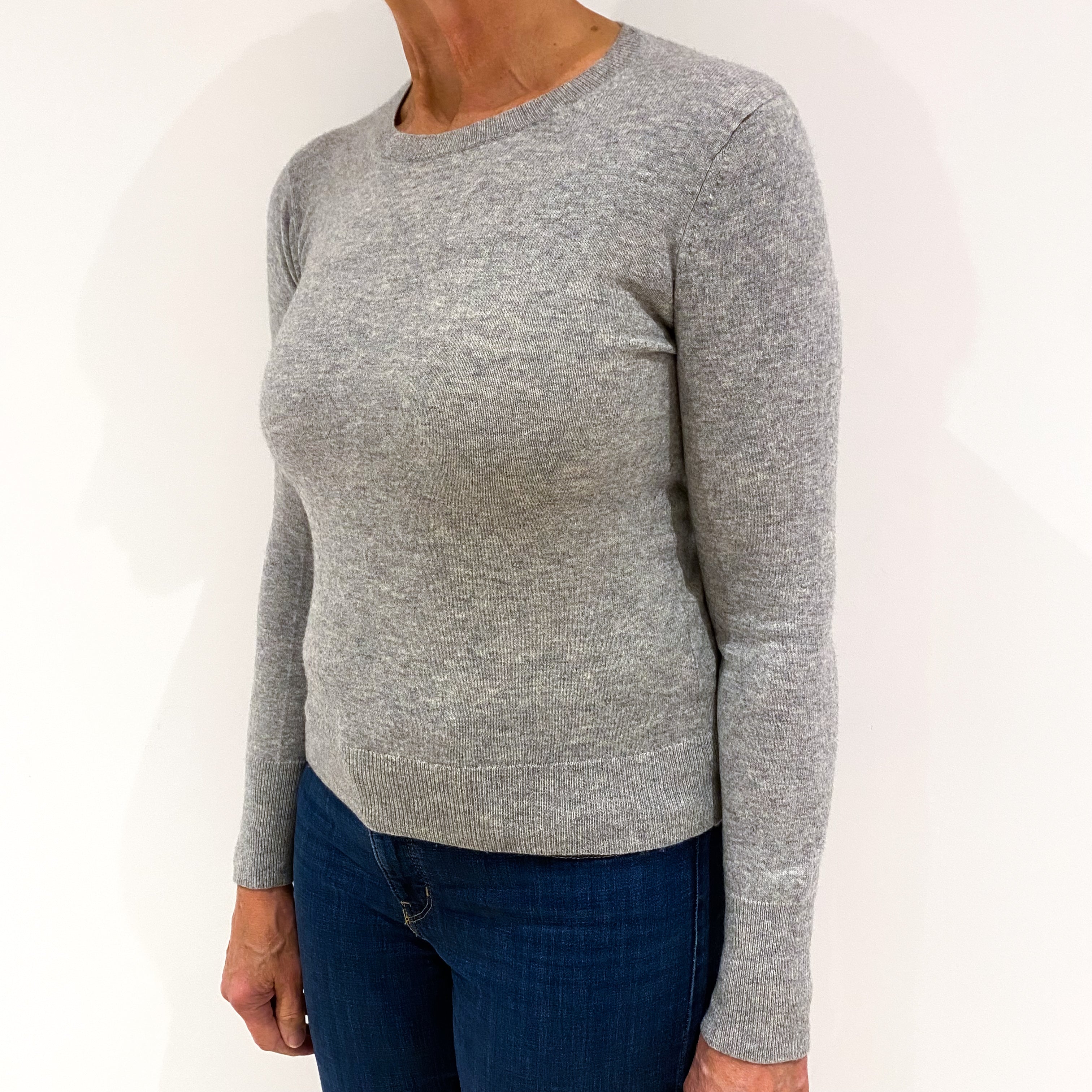 Smoke Grey Cashmere Crew Neck Jumper Medium