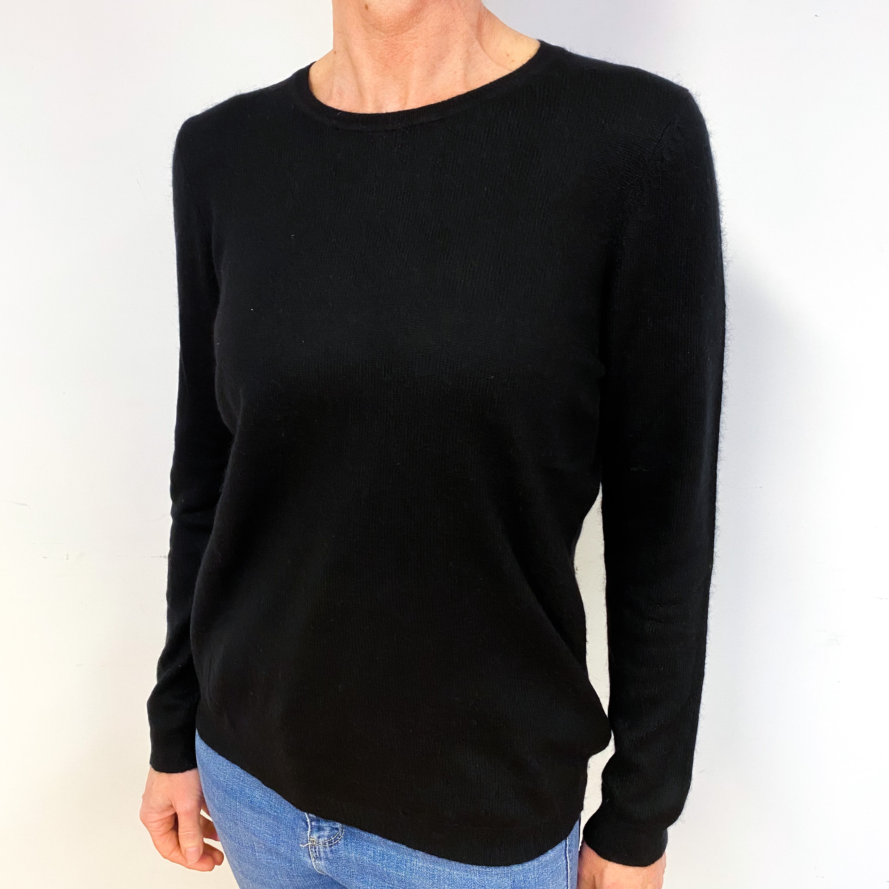 Black Cashmere Crew Neck Jumper Medium