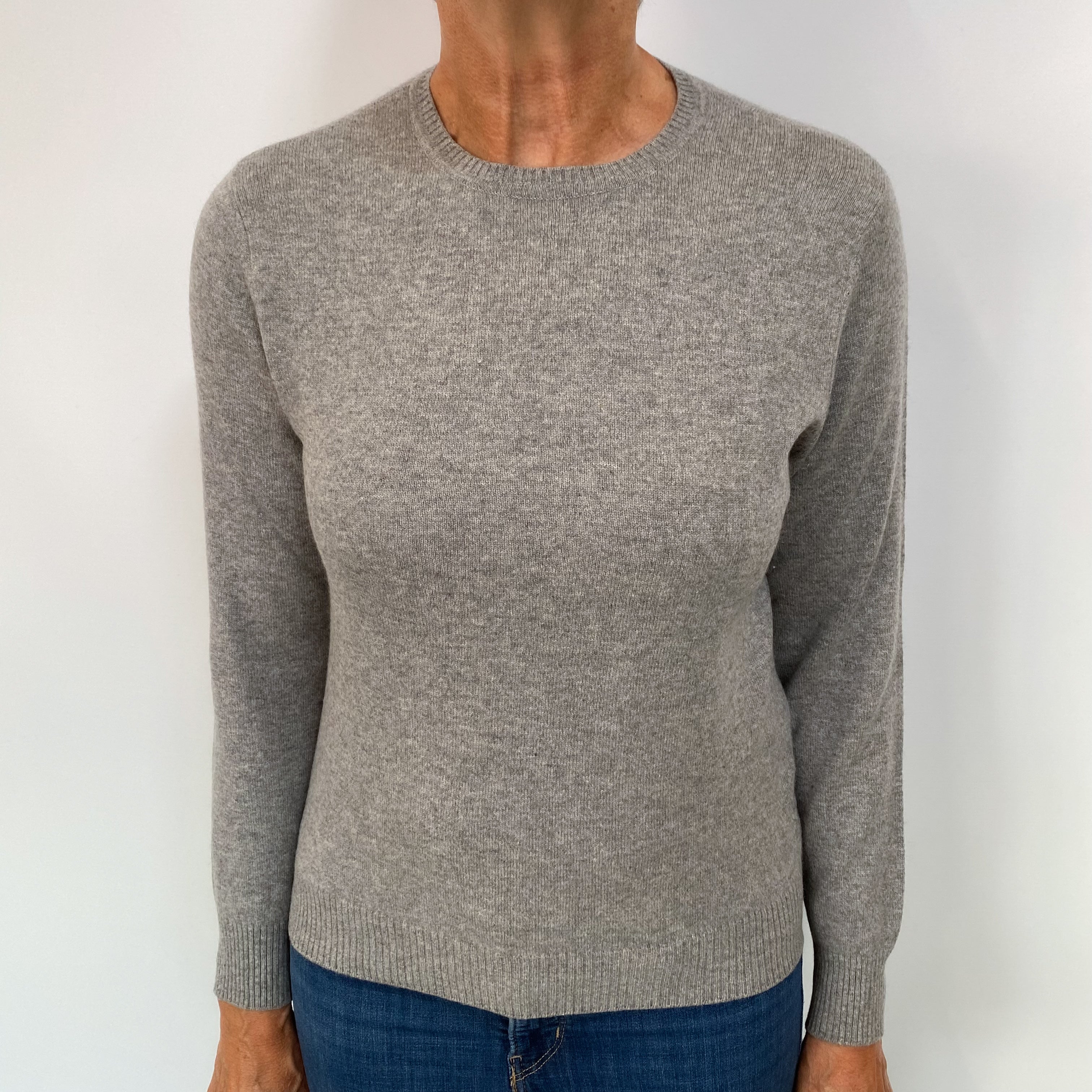 Smoke Grey Cashmere Crew Neck Jumper Medium