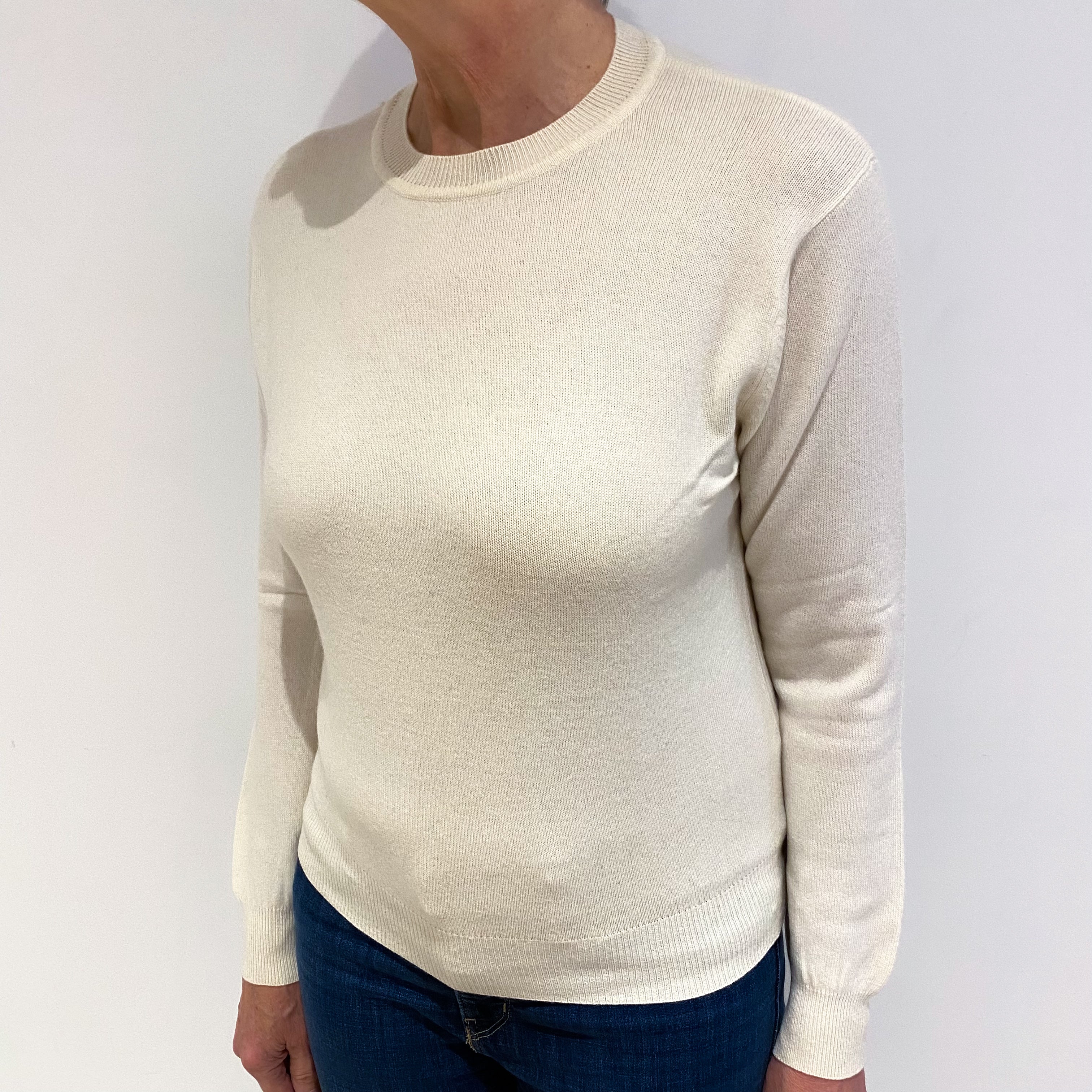 Vanilla Cream Cashmere Crew Neck Jumper Medium