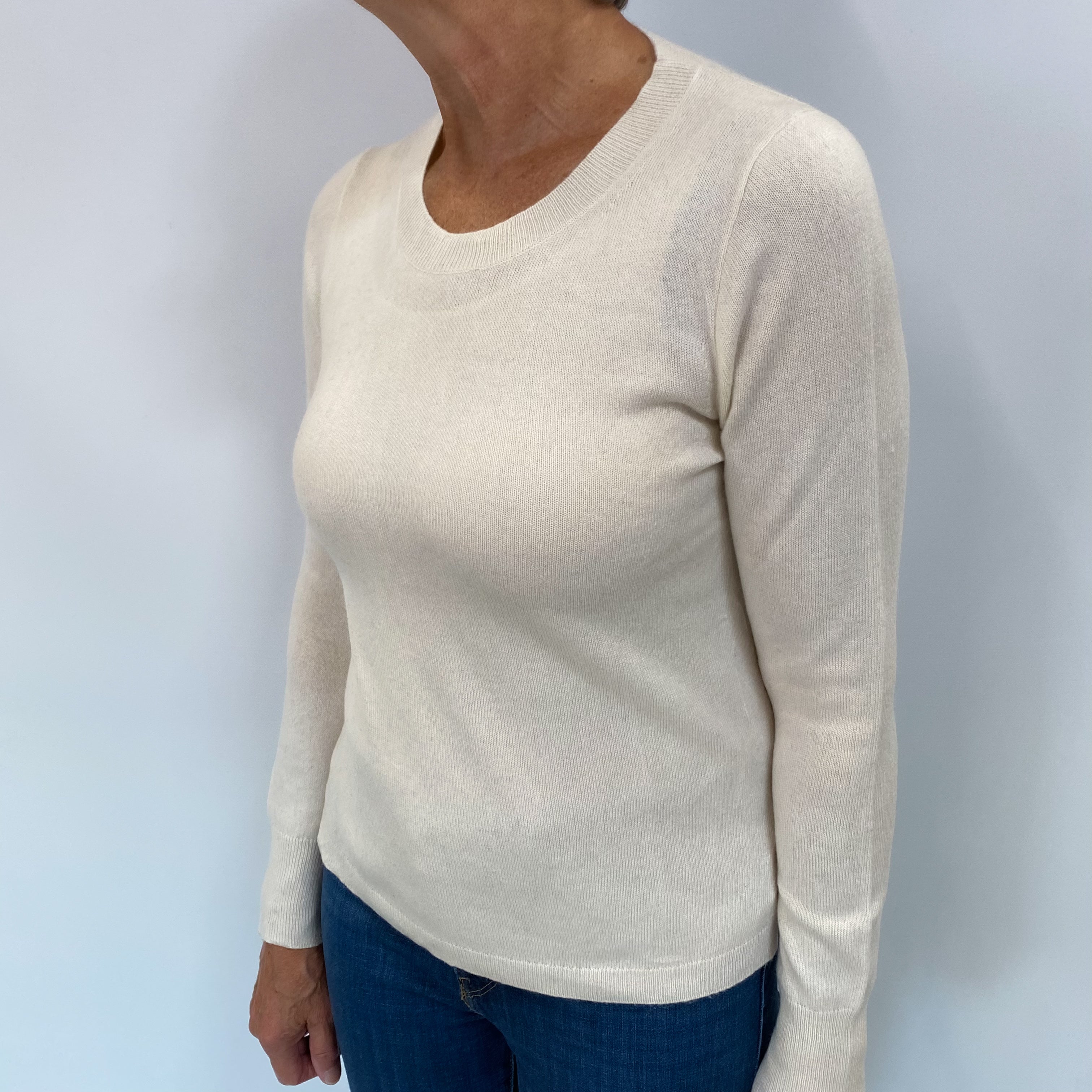 Winter White Cashmere Crew Neck Jumper Medium