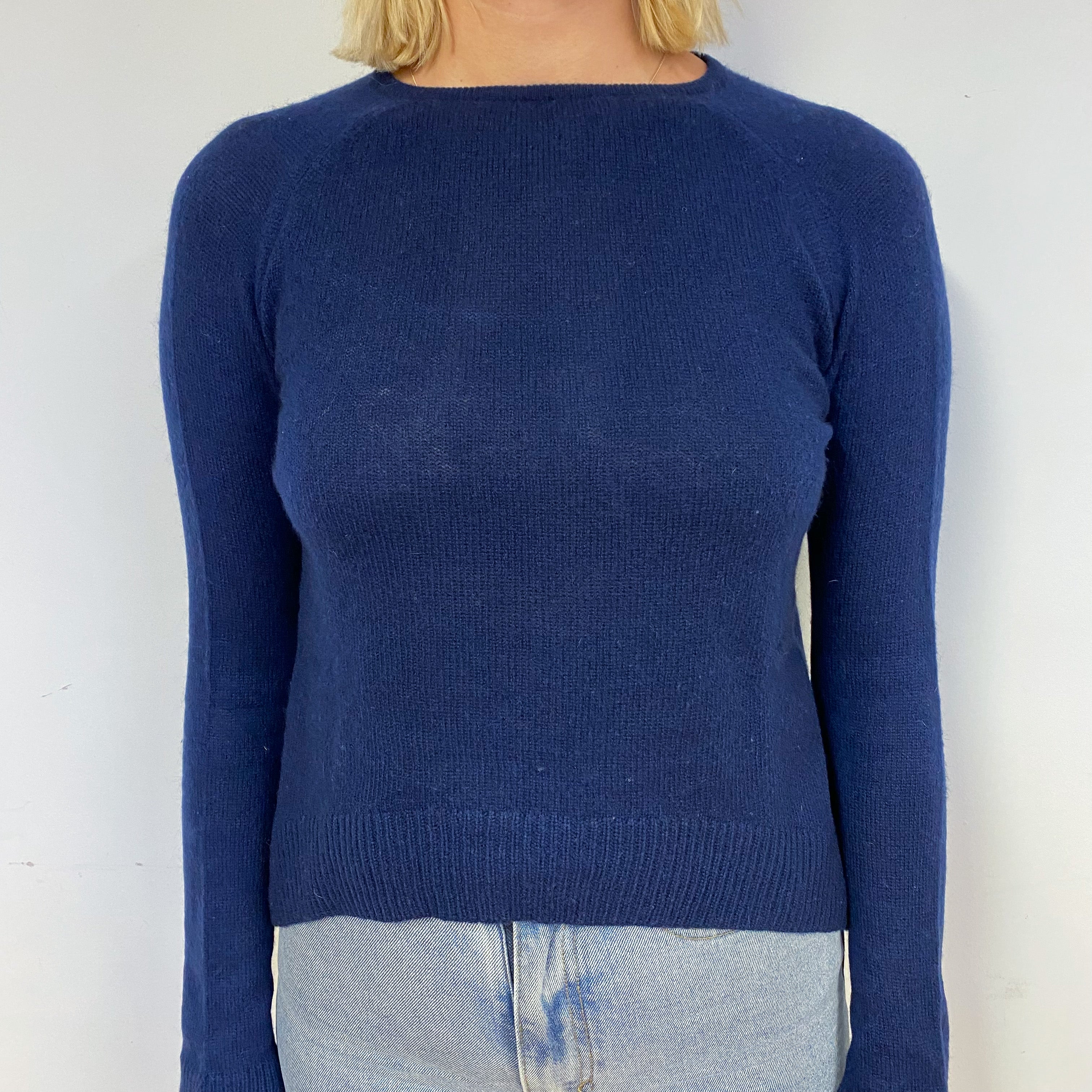 Navy Blue Cashmere Crew Neck Jumper Small