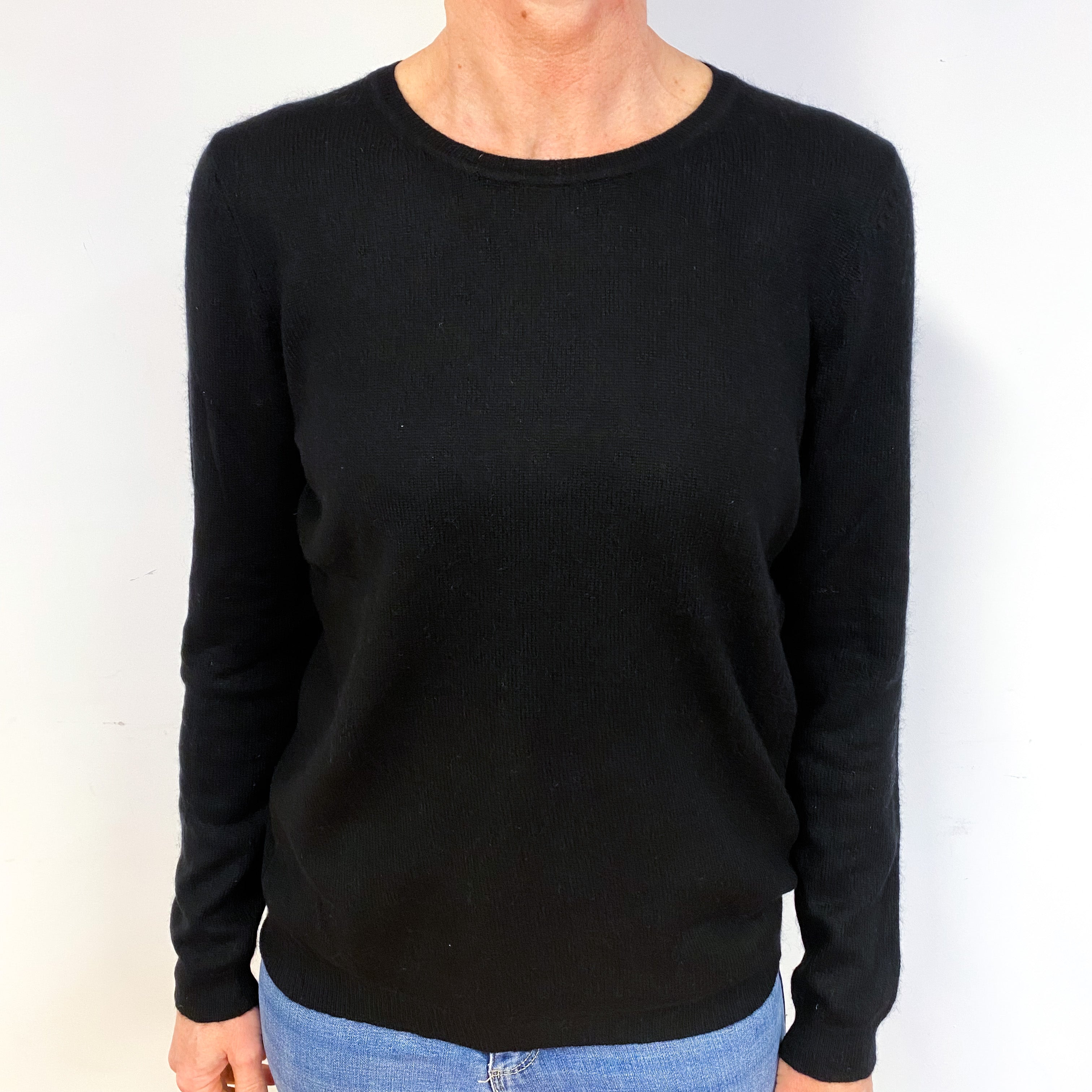 Black Cashmere Crew Neck Jumper Medium