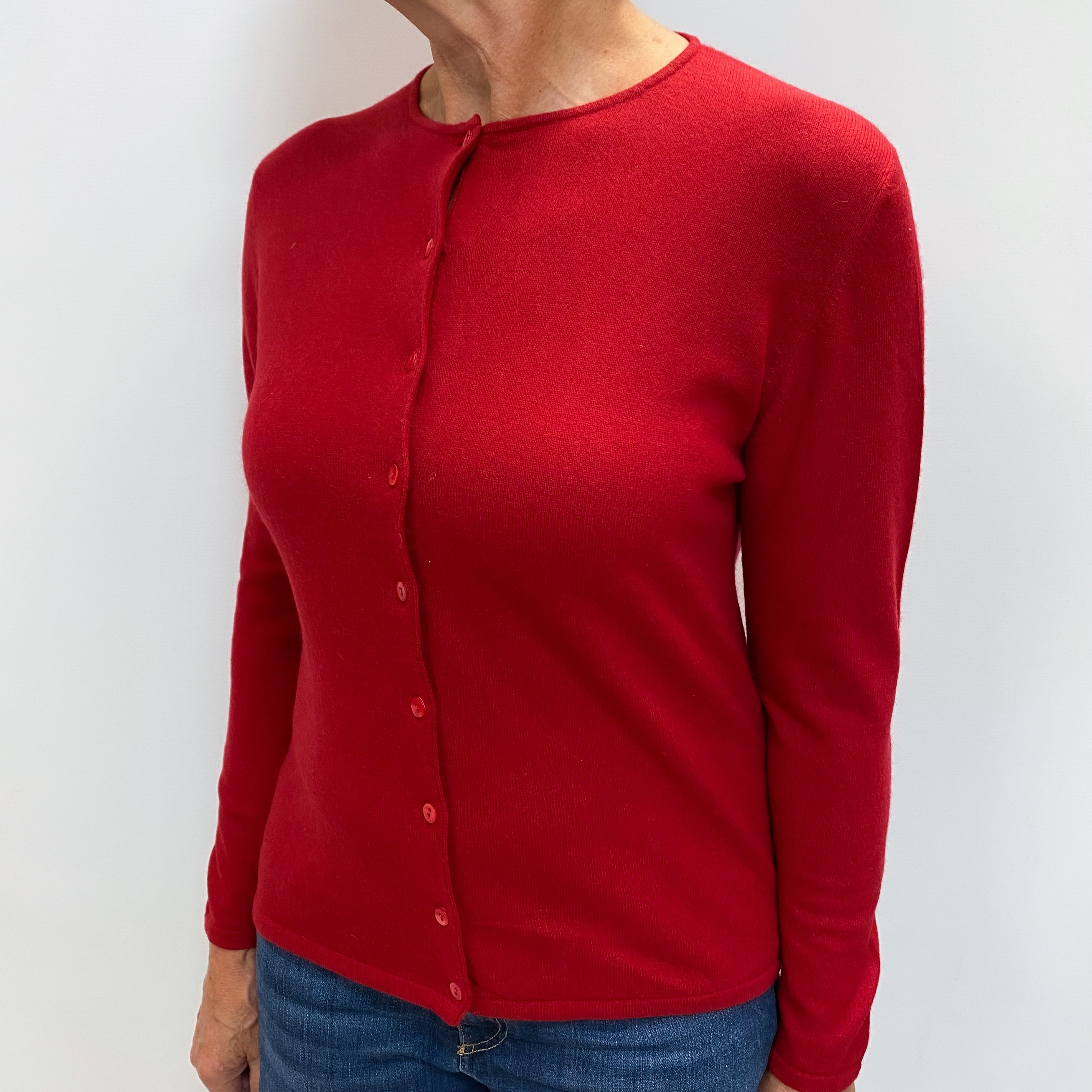 Brick Red Cashmere Crew Cardigan Medium