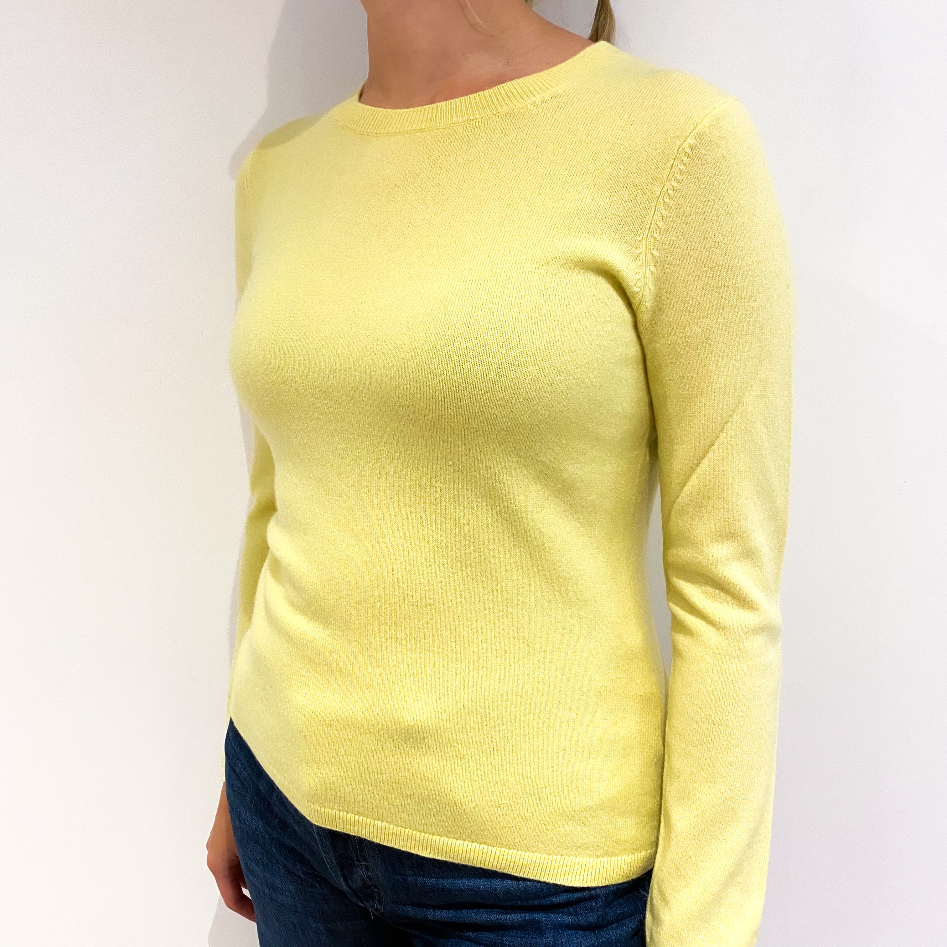 Lemon Yellow Cashmere Crew Neck Jumper Small