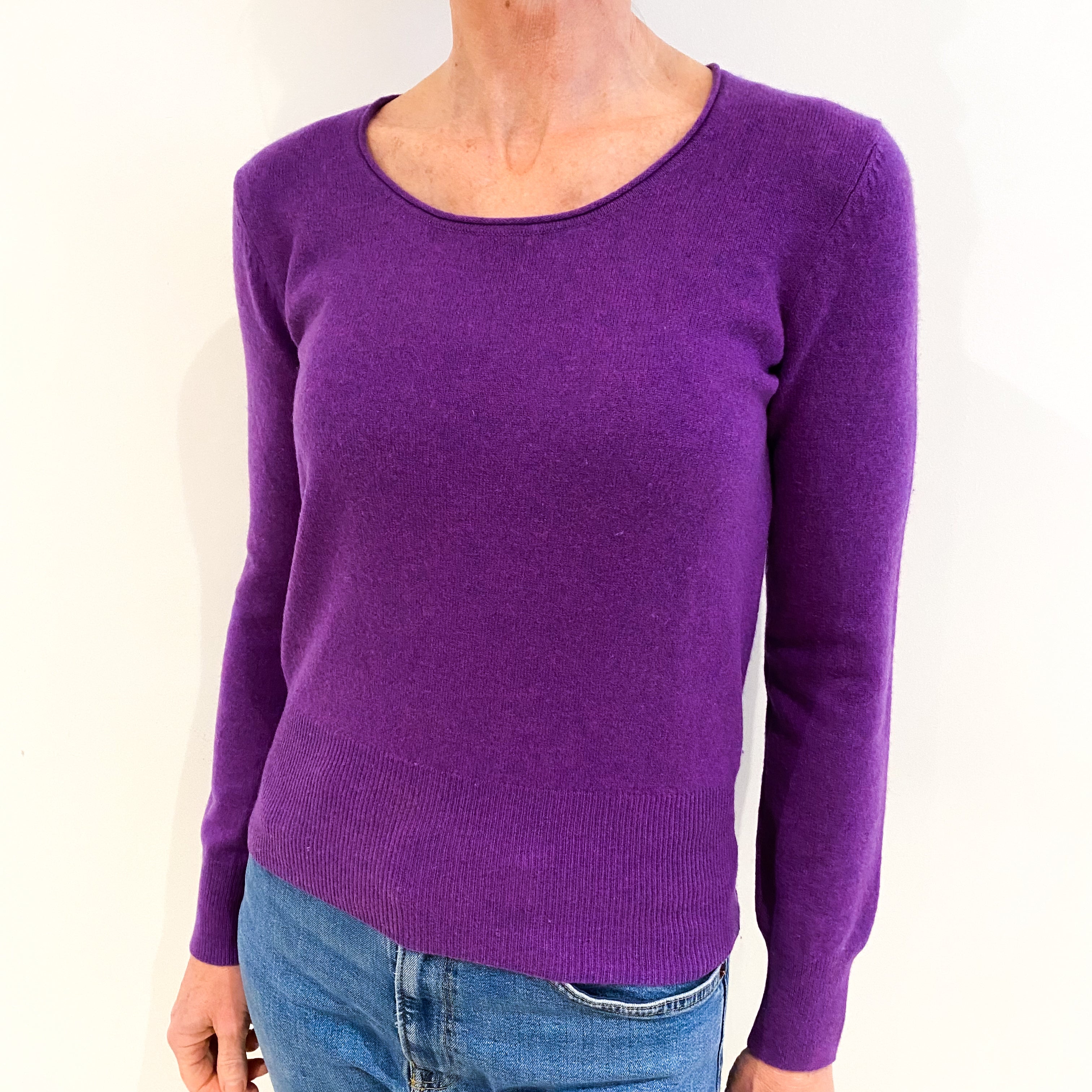 Violet Purple Cashmere Scoop Neck Jumper Small