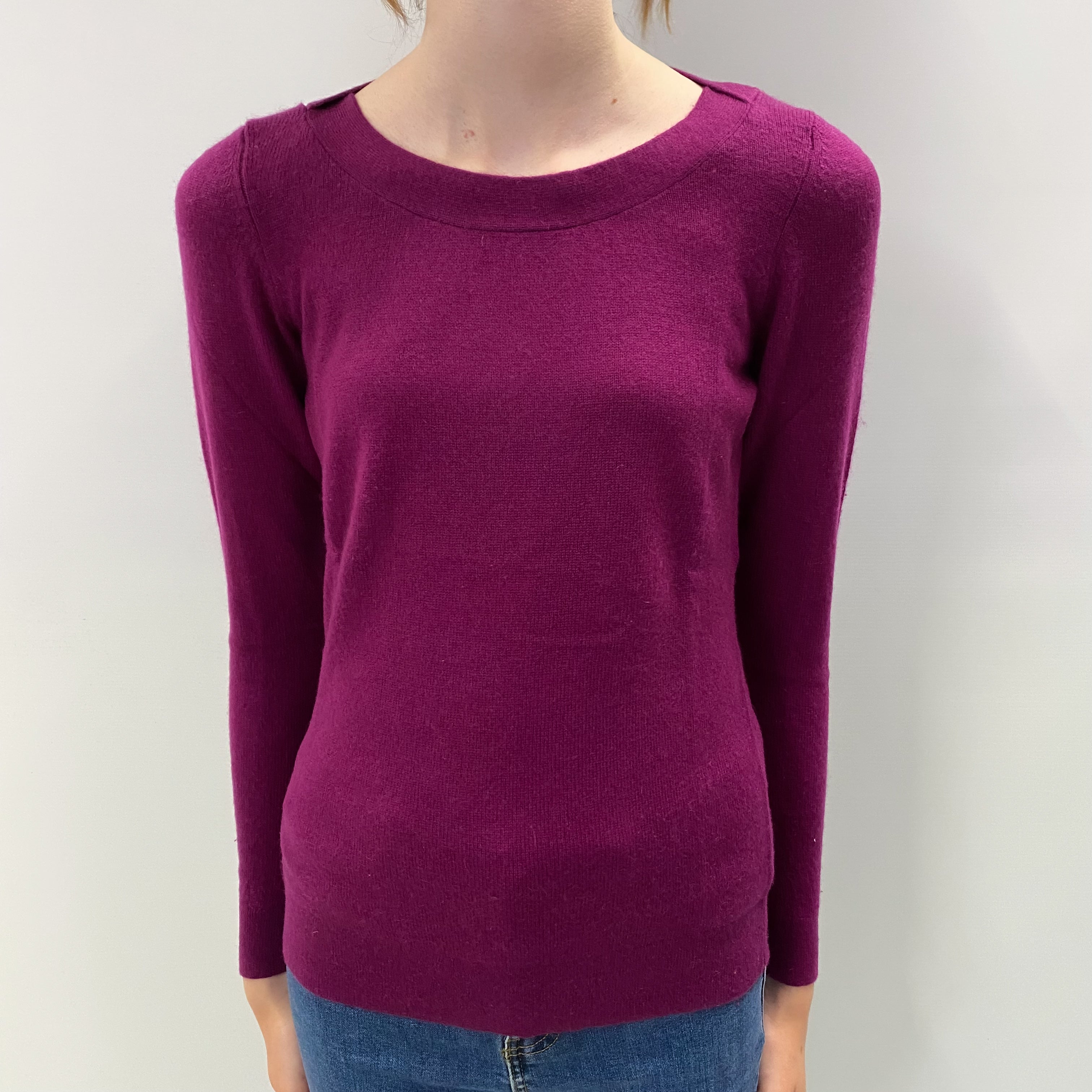 Violet Purple Cashmere Crew Neck Jumper Extra Small