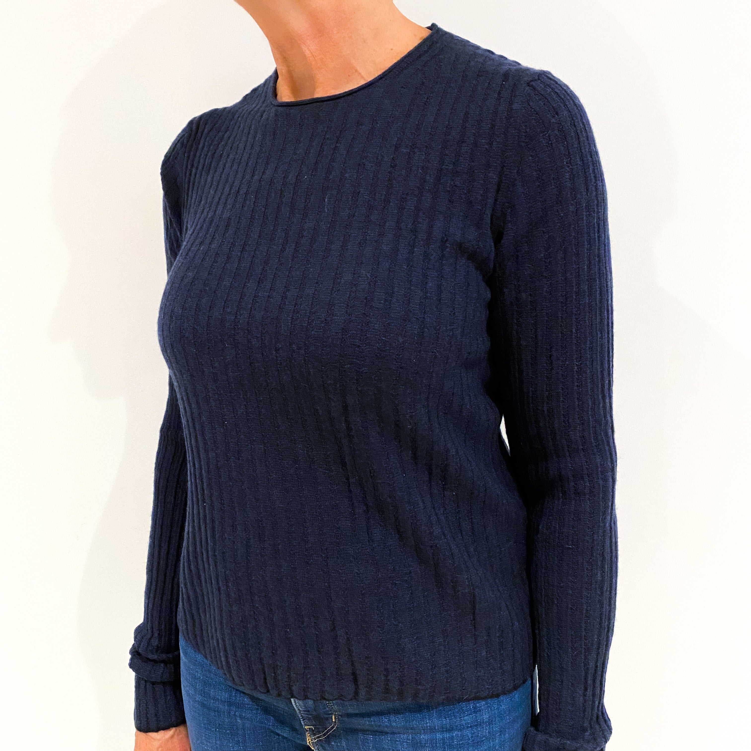 Vince Navy Blue Cashmere Crew Neck Jumper Medium