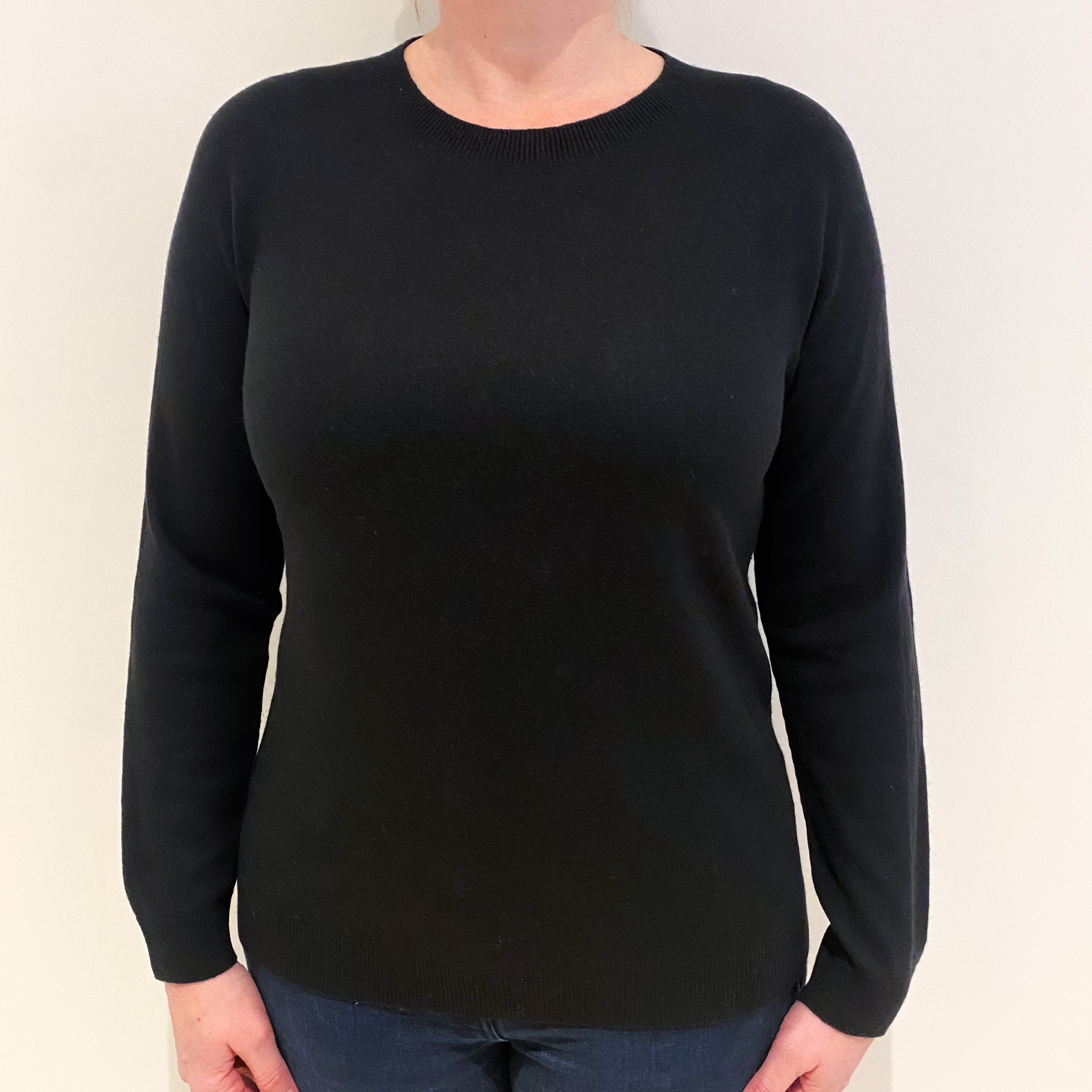 Black Cashmere Crew Neck Jumper Large