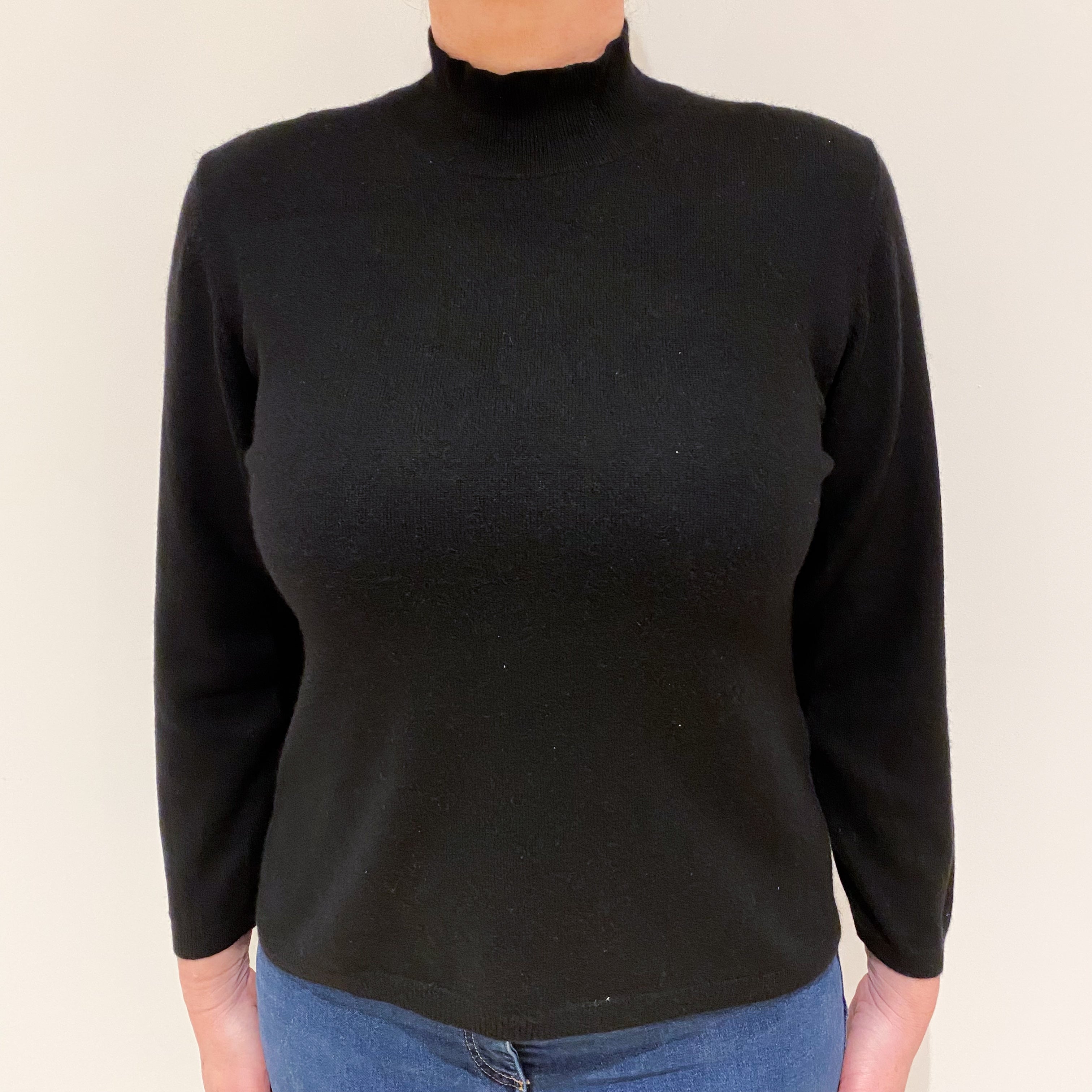 Black Cashmere Turtle Neck Jumper Large