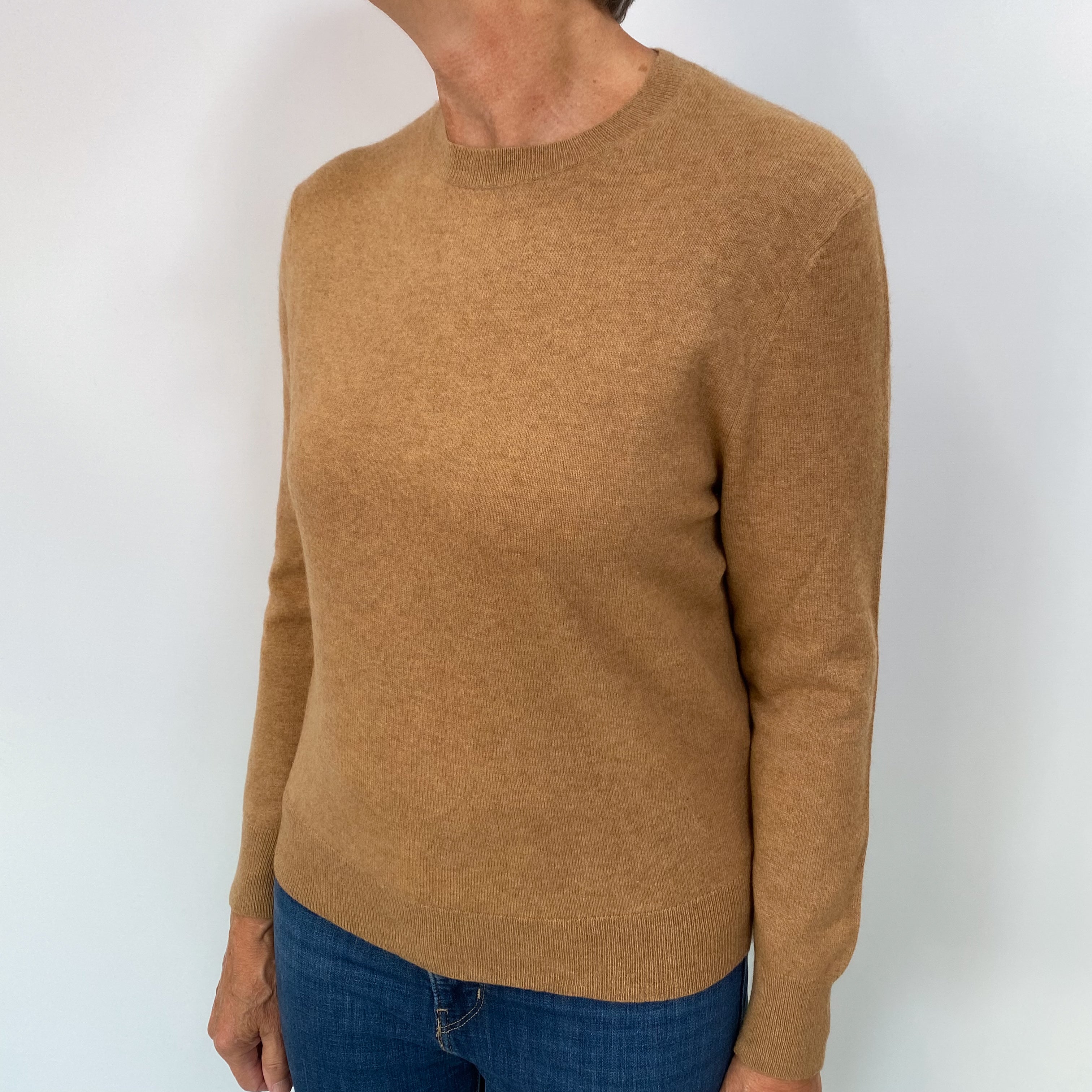 Biscuit Brown Cashmere Crew Neck Jumper Medium