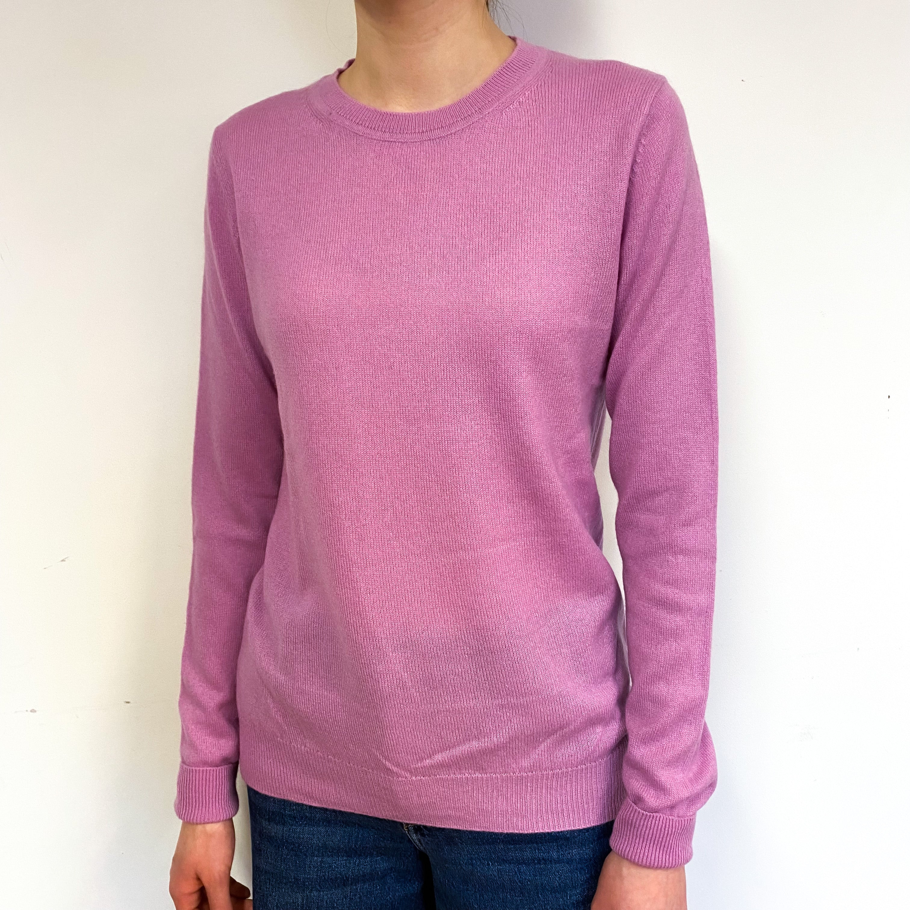 Mauve Pink Cashmere Crew Neck Jumper Extra Small