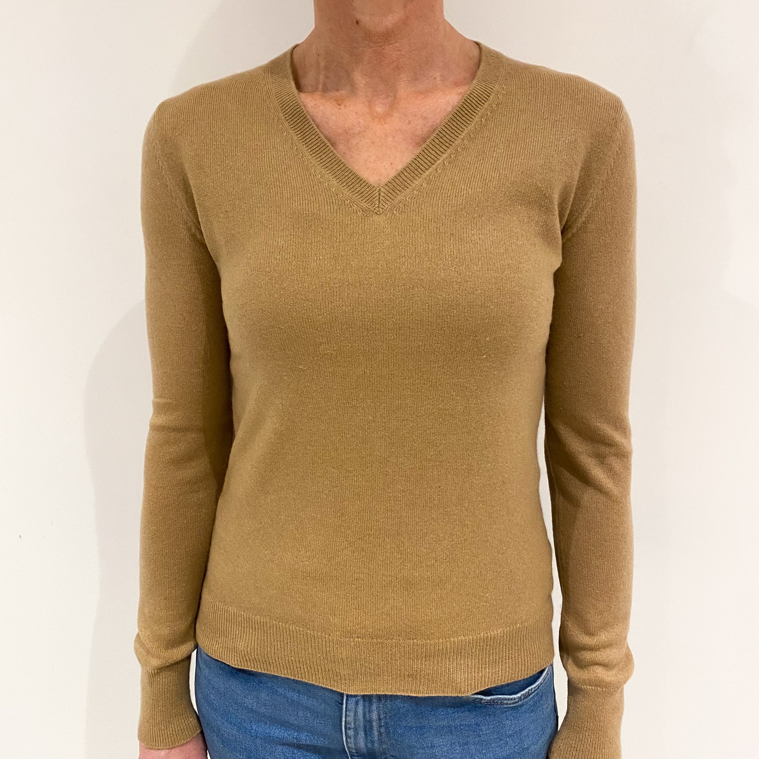 Butterscotch Cashmere V Neck Jumper Small