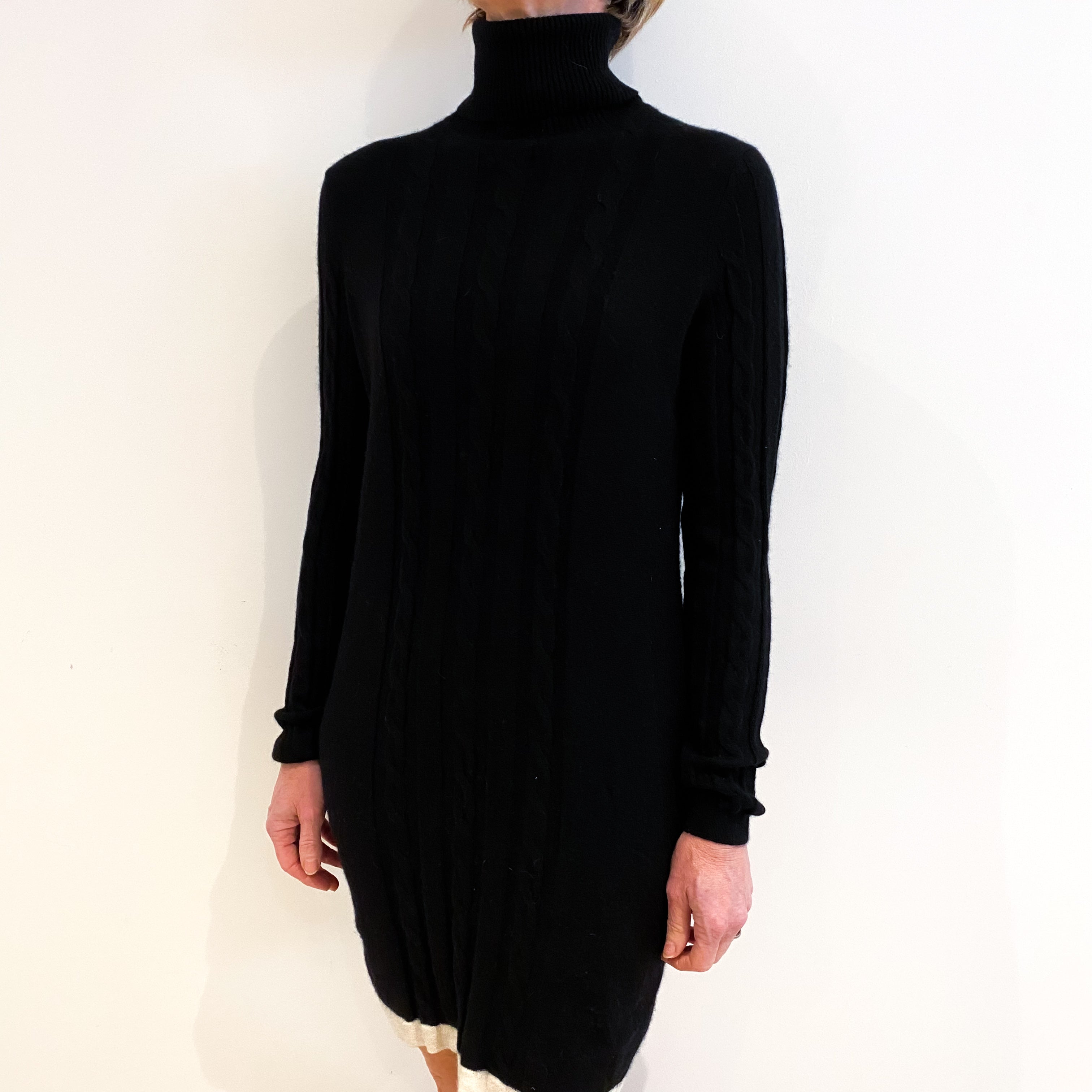 Black Cashmere Polo Neck Dress Small