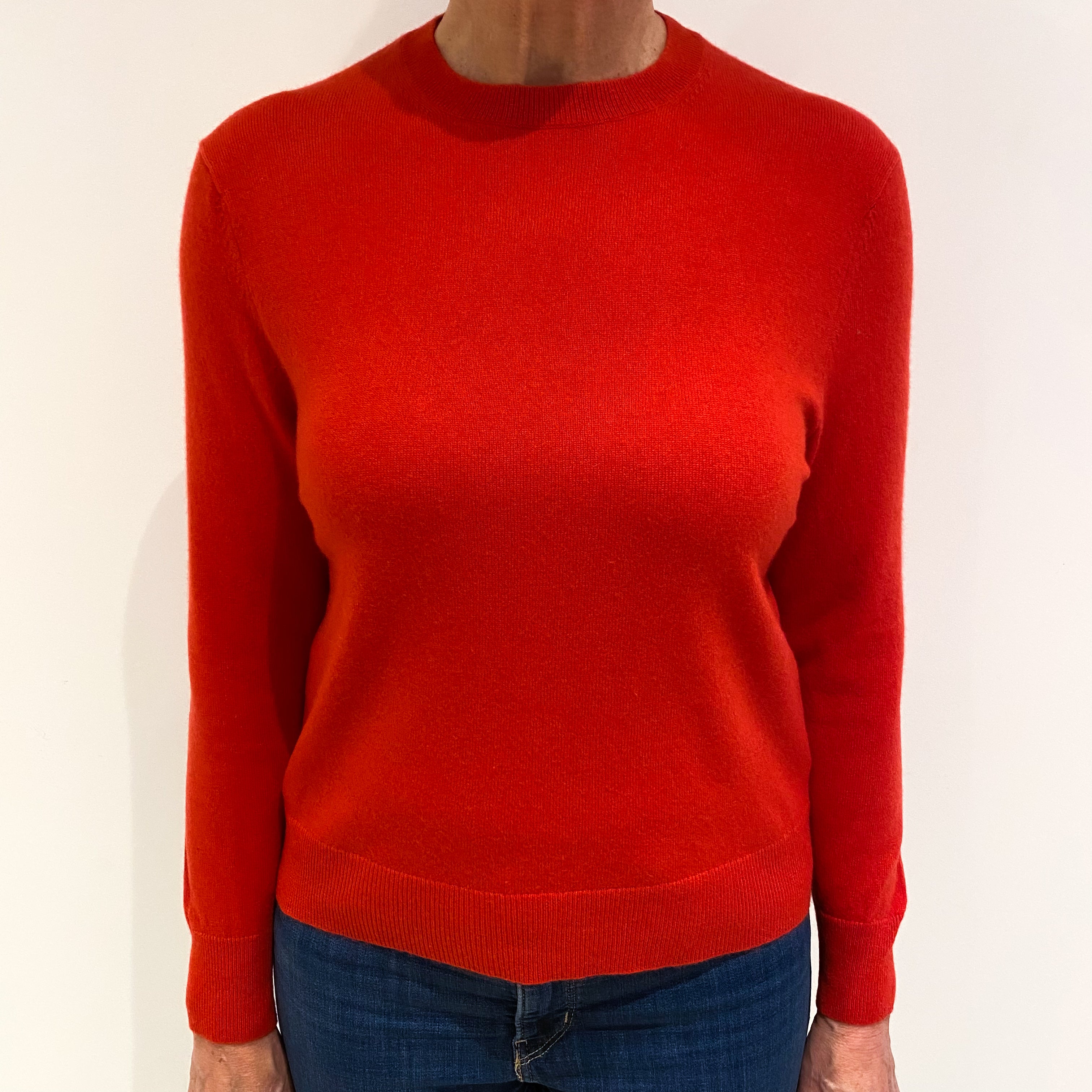 Vermillion Red Cashmere Crew Neck Jumper Medium