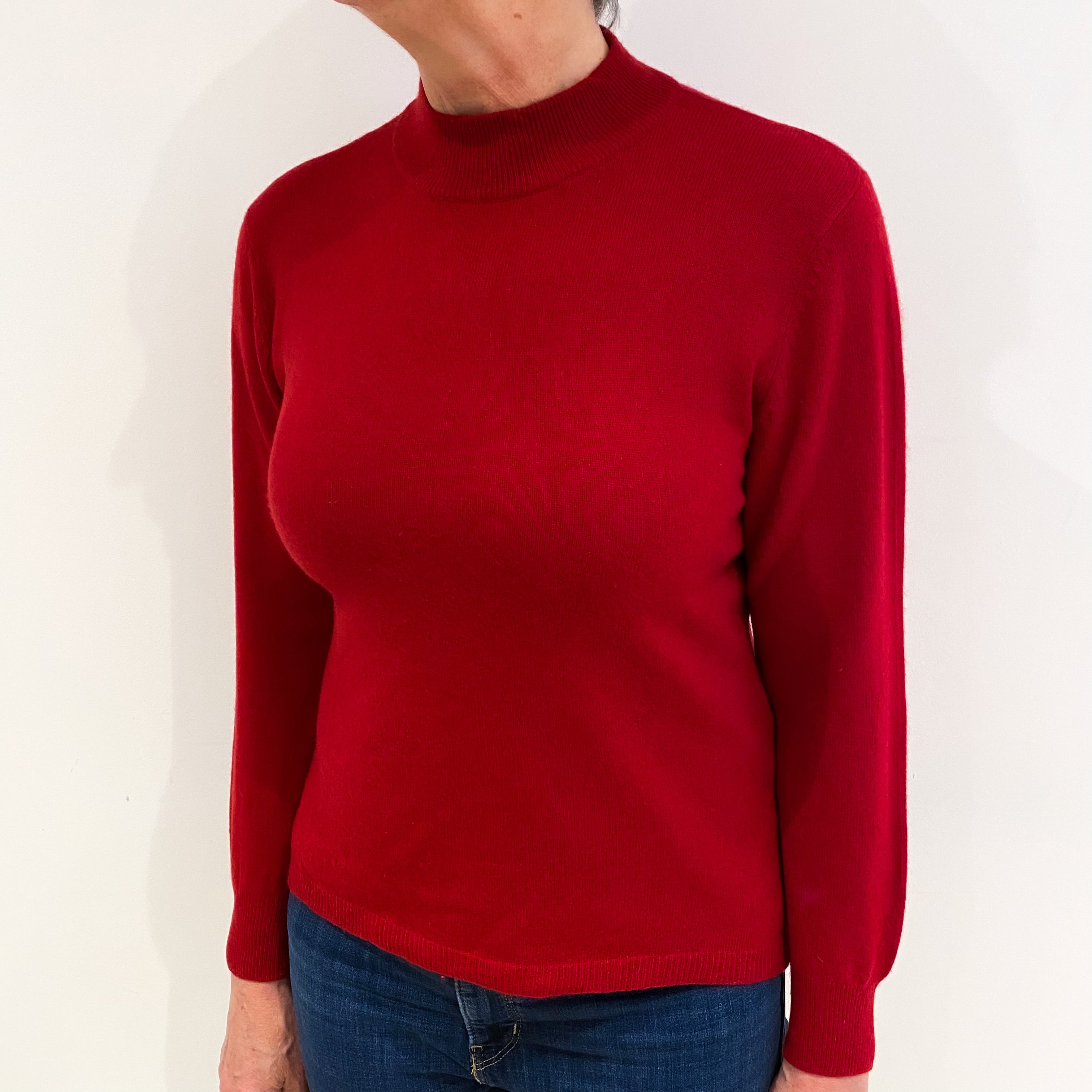 Post Box Red Cashmere Turtle Neck Jumper Medium