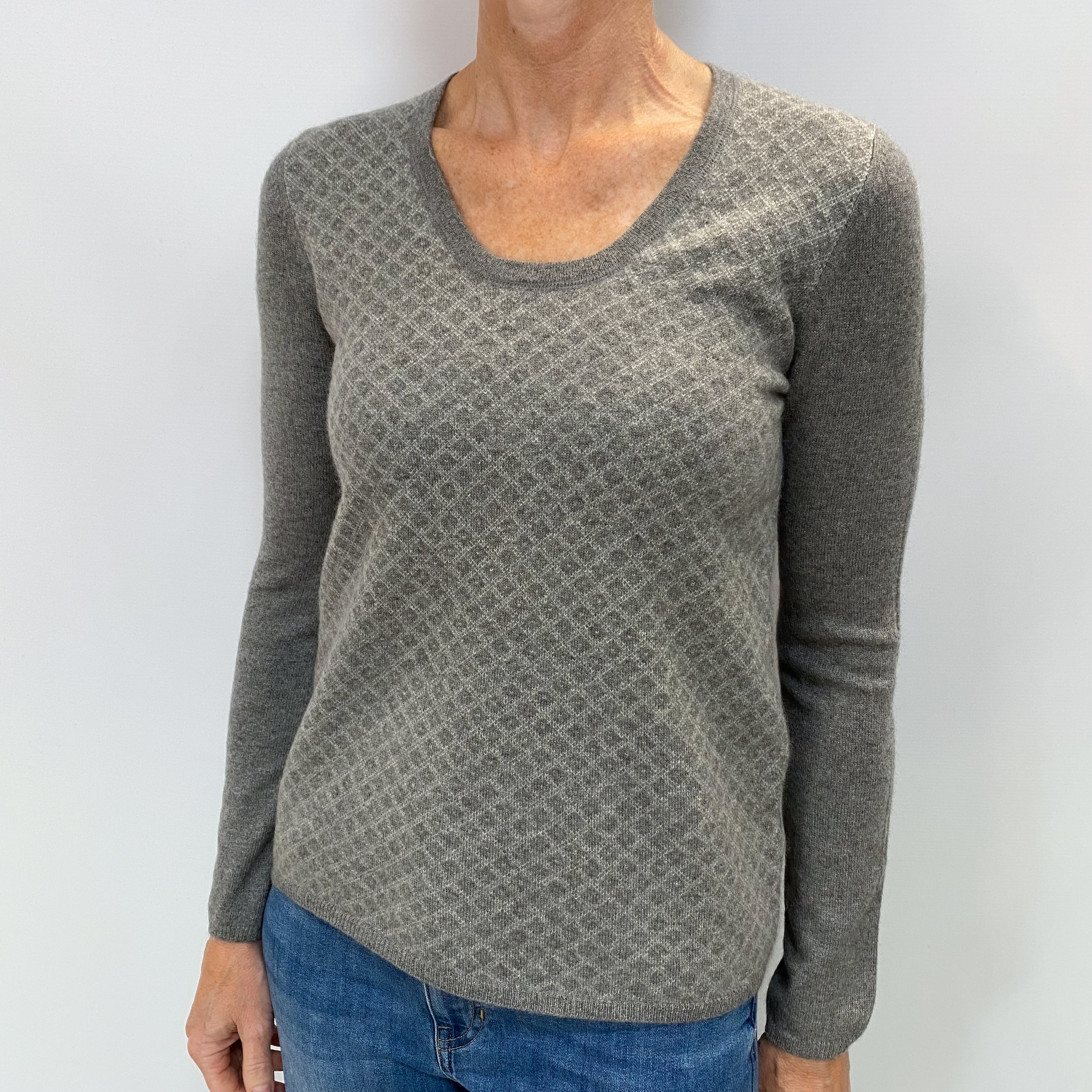 Ash Grey Cashmere Scoop Neck Jumper Small