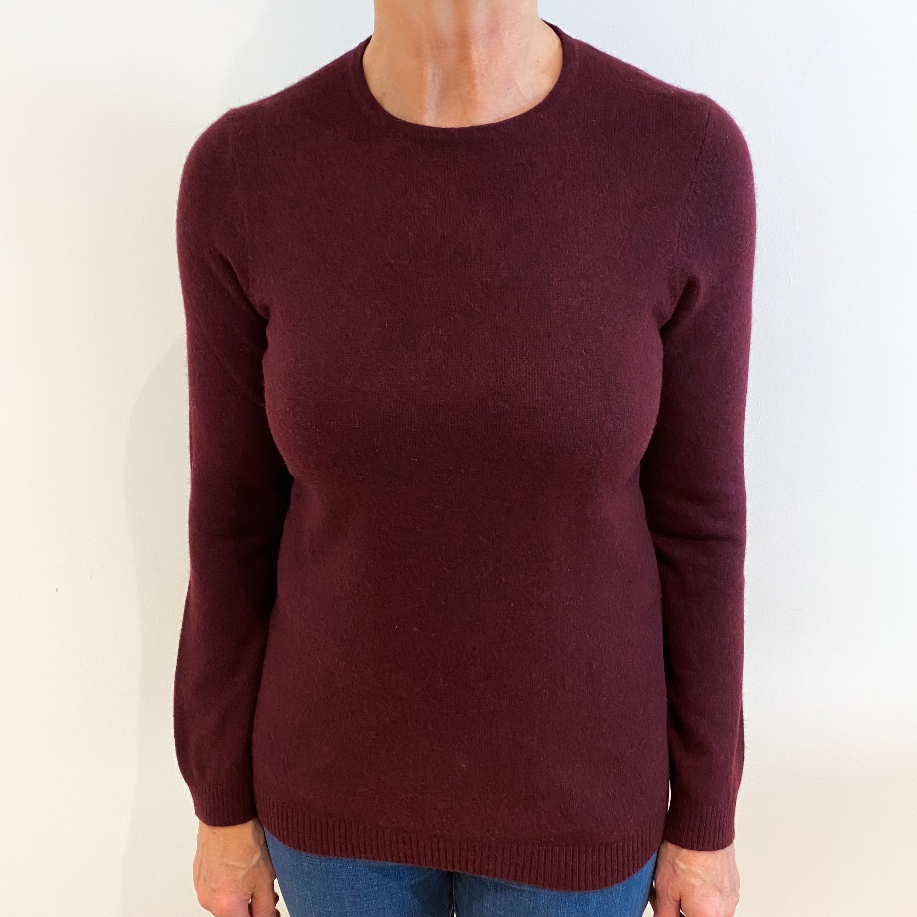 Wine Red Cashmere Crew Neck Jumper Medium