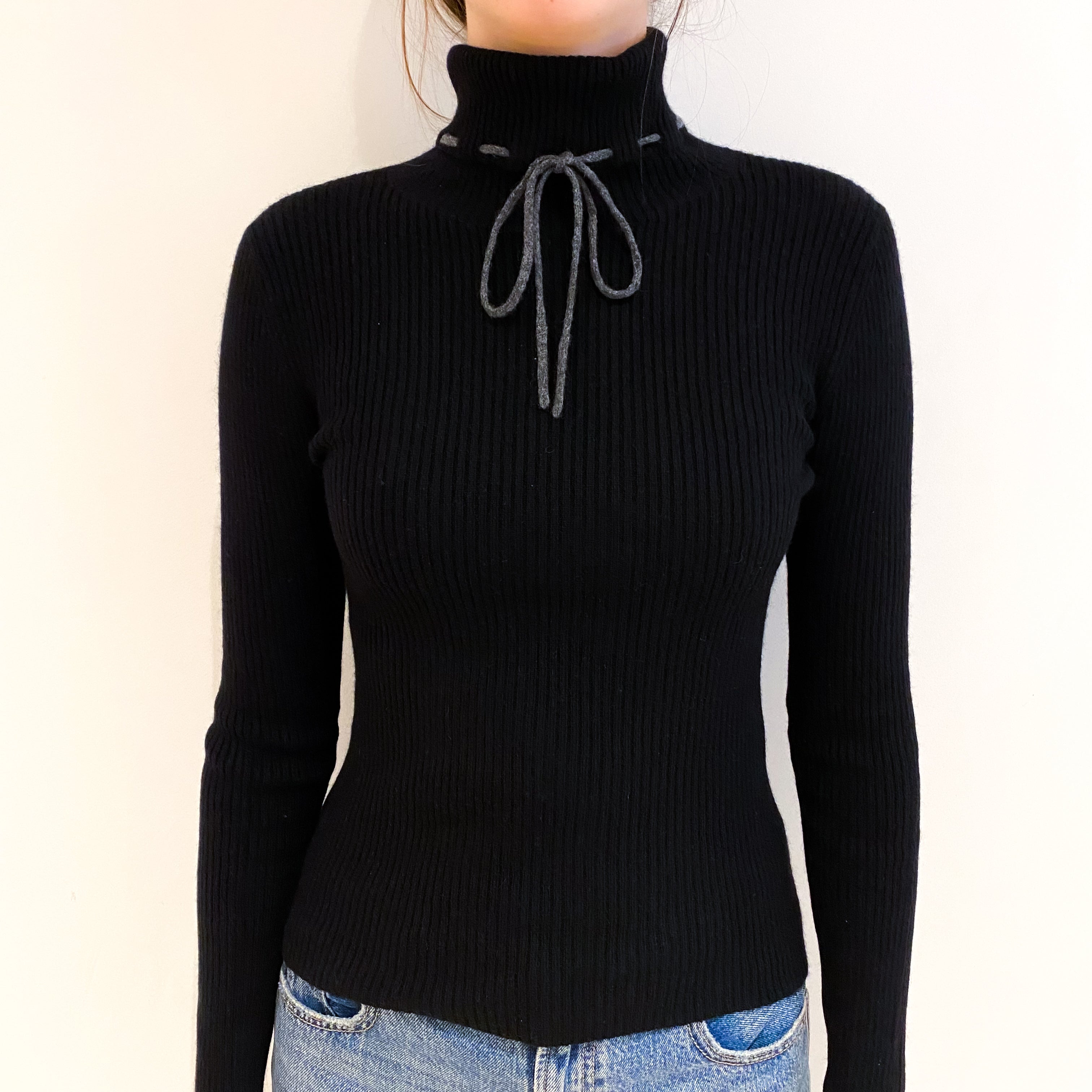 Black Cashmere Polo Neck Jumper Extra Small