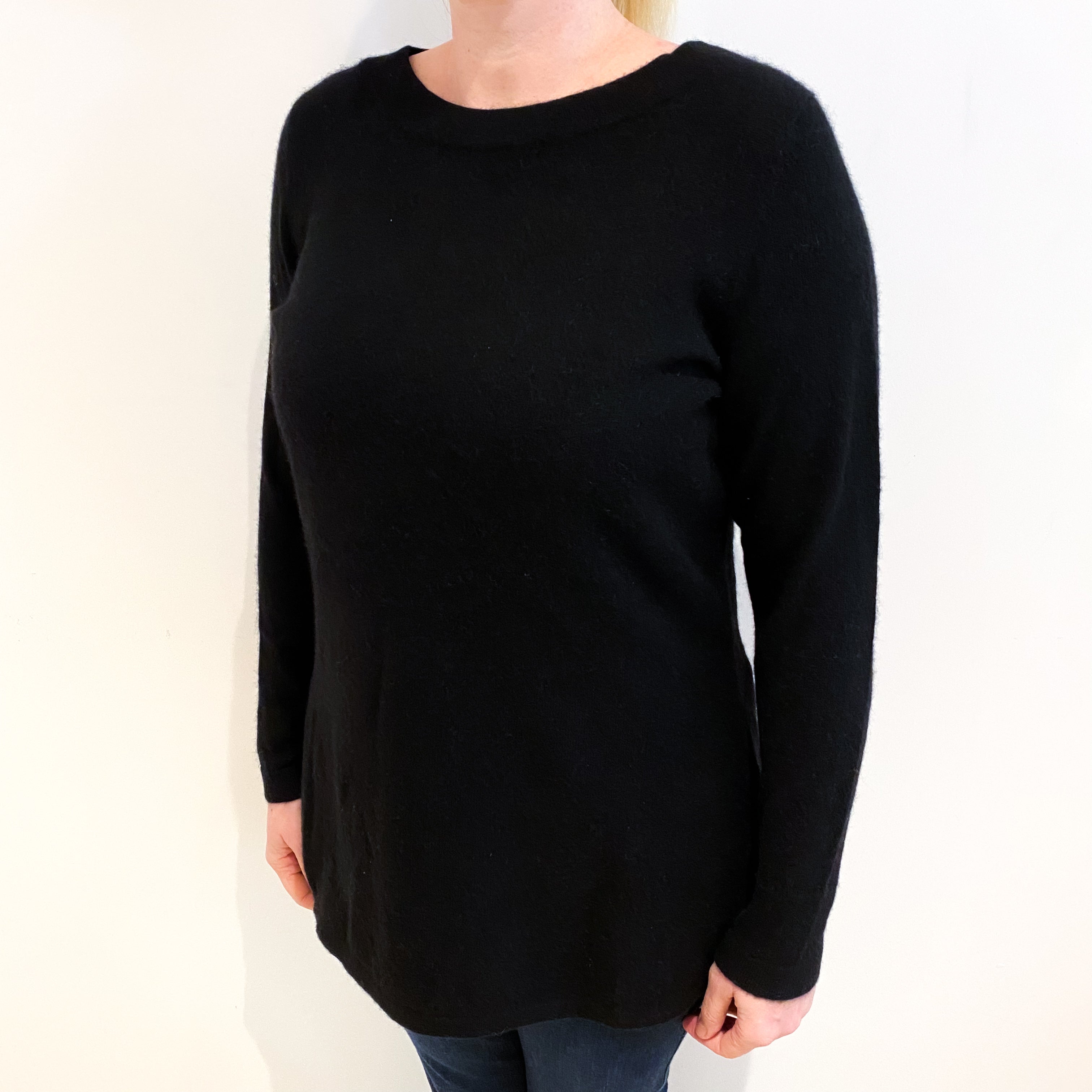 Black Cashmere Slash Neck Jumper Large