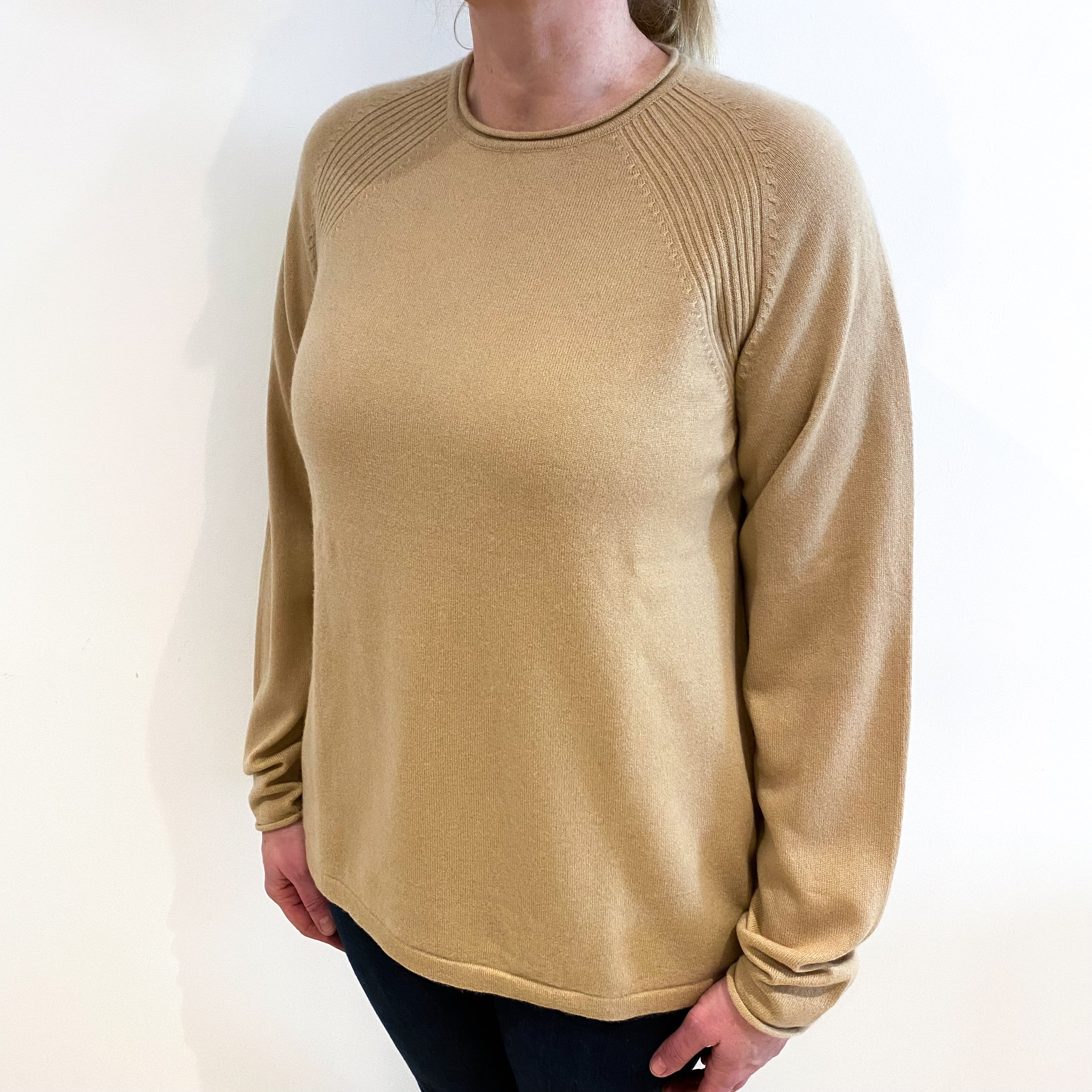 Pale Caramel Cashmere Crew Neck Jumper Large